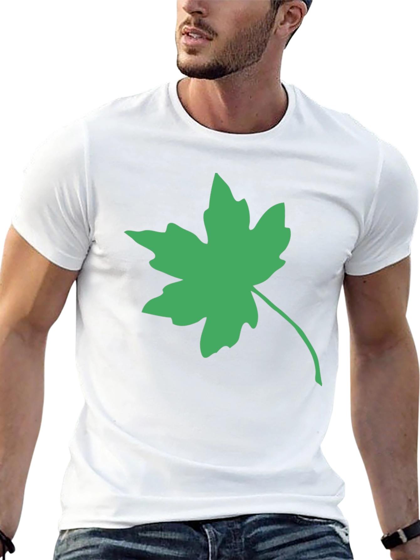 Green Maple Leaf Black Tee