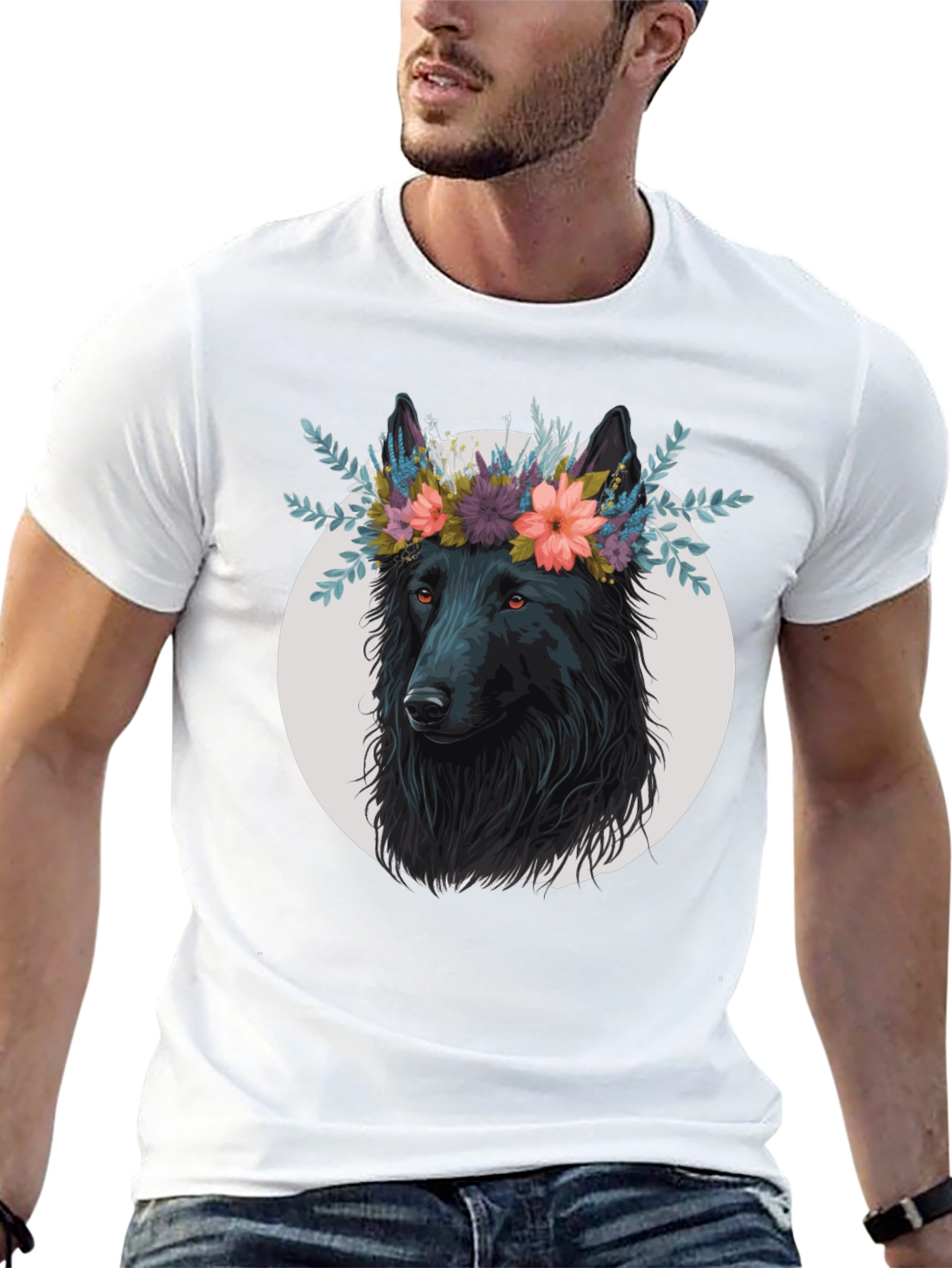 Wolf in Flowers Graphic T-Shirt