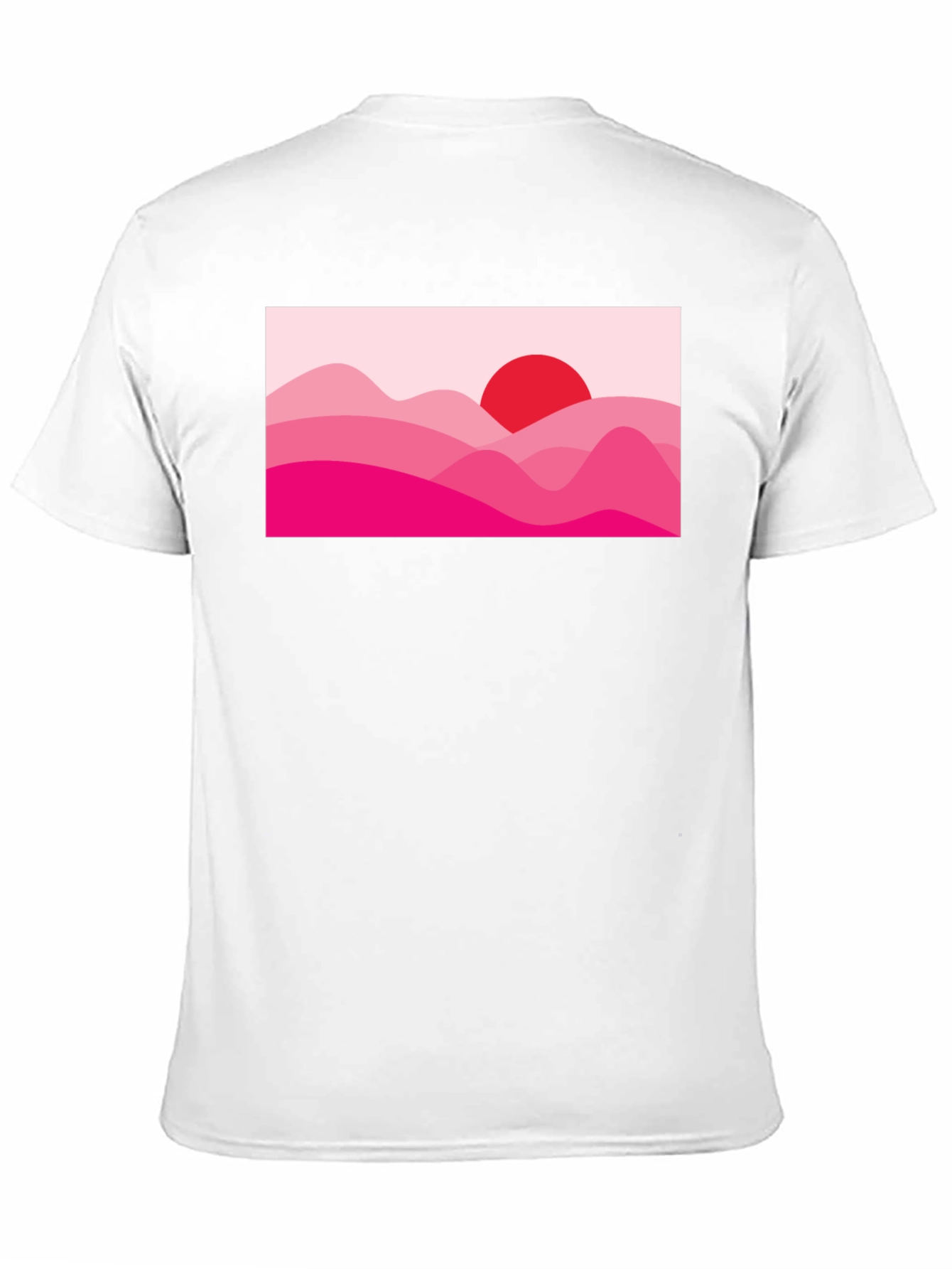 Sunset Pink Mountain Graphic Black T-Shirt
