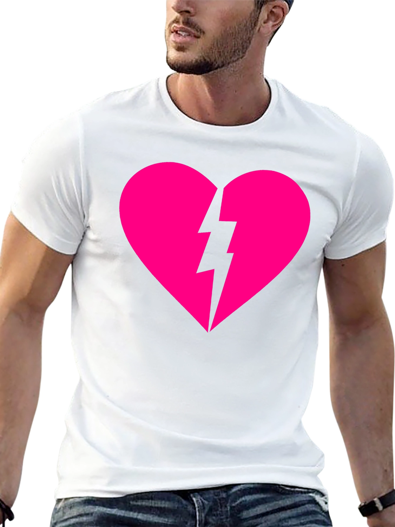 Heartbreaker T-Shirt: Pink Heart with Lightning Bolt