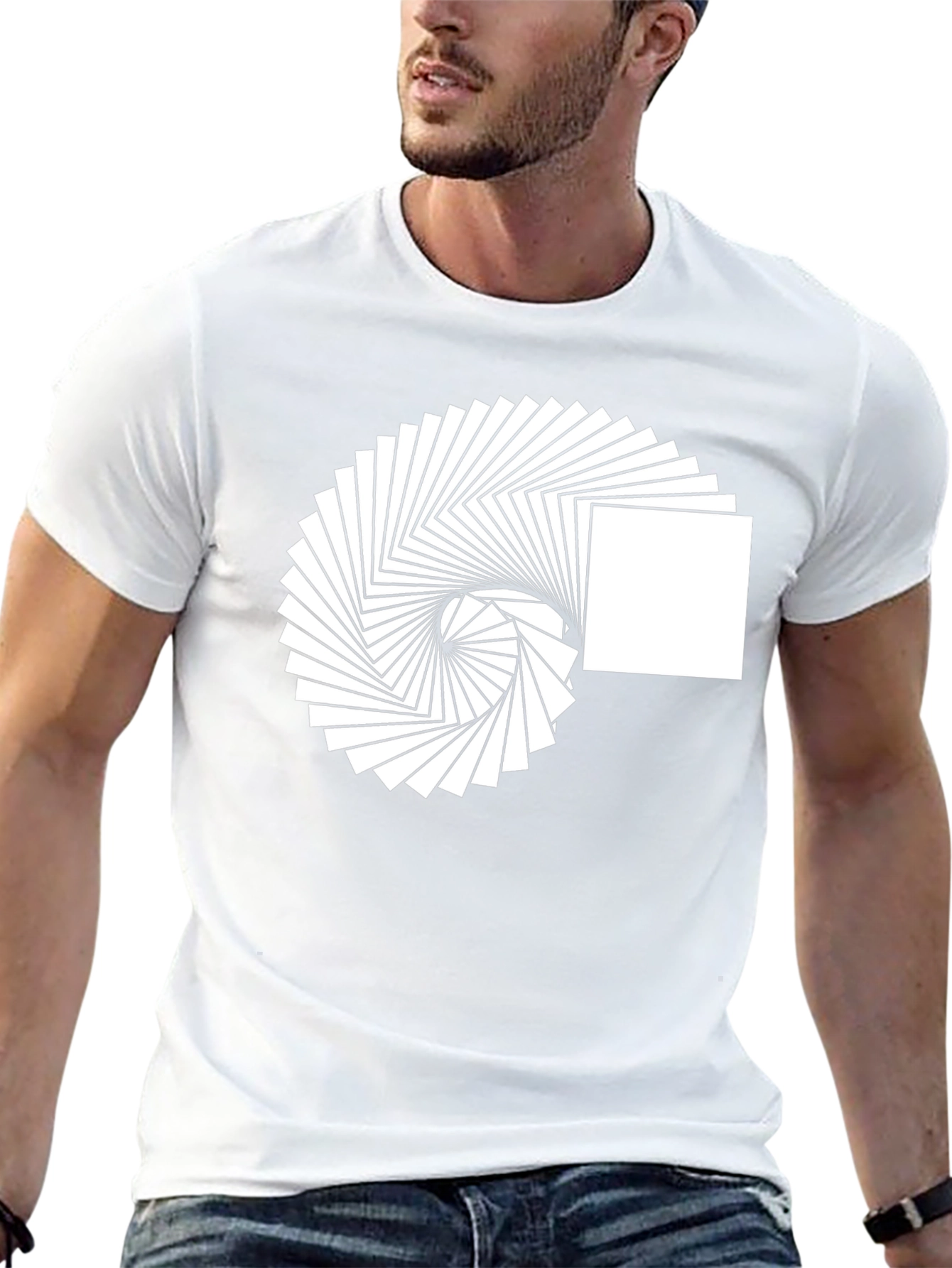 Abstract Square Spiral Graphic Tee - Modern Design Shirt