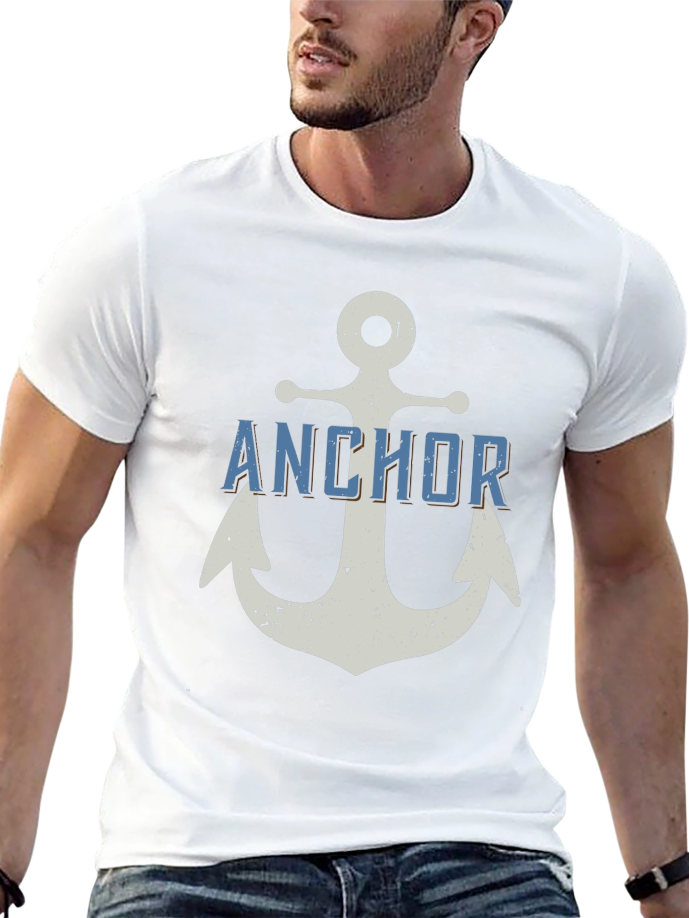 Anchor Graphic Print Mens Black T-Shirt