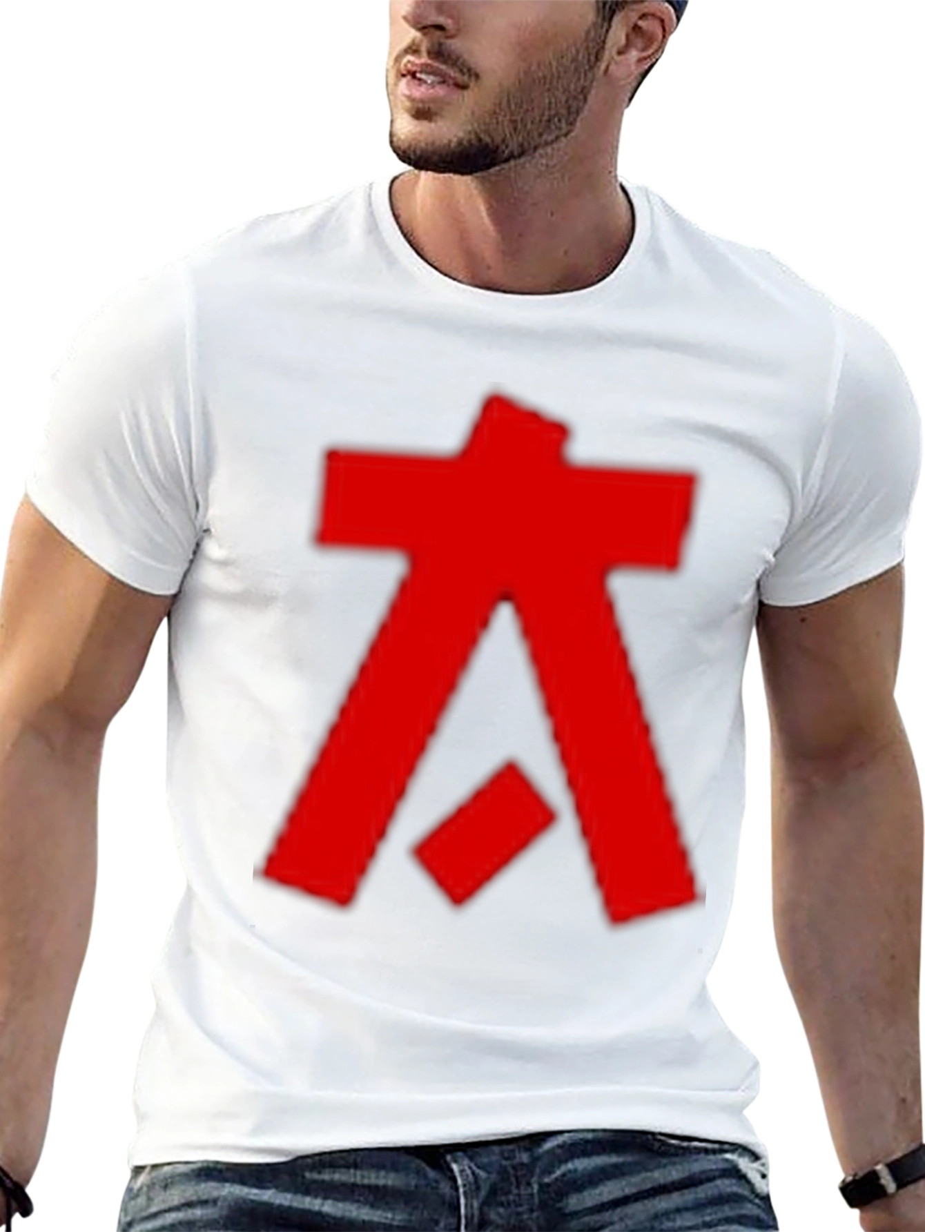 Abstract Graphic Tee - Bold Red Design on Black