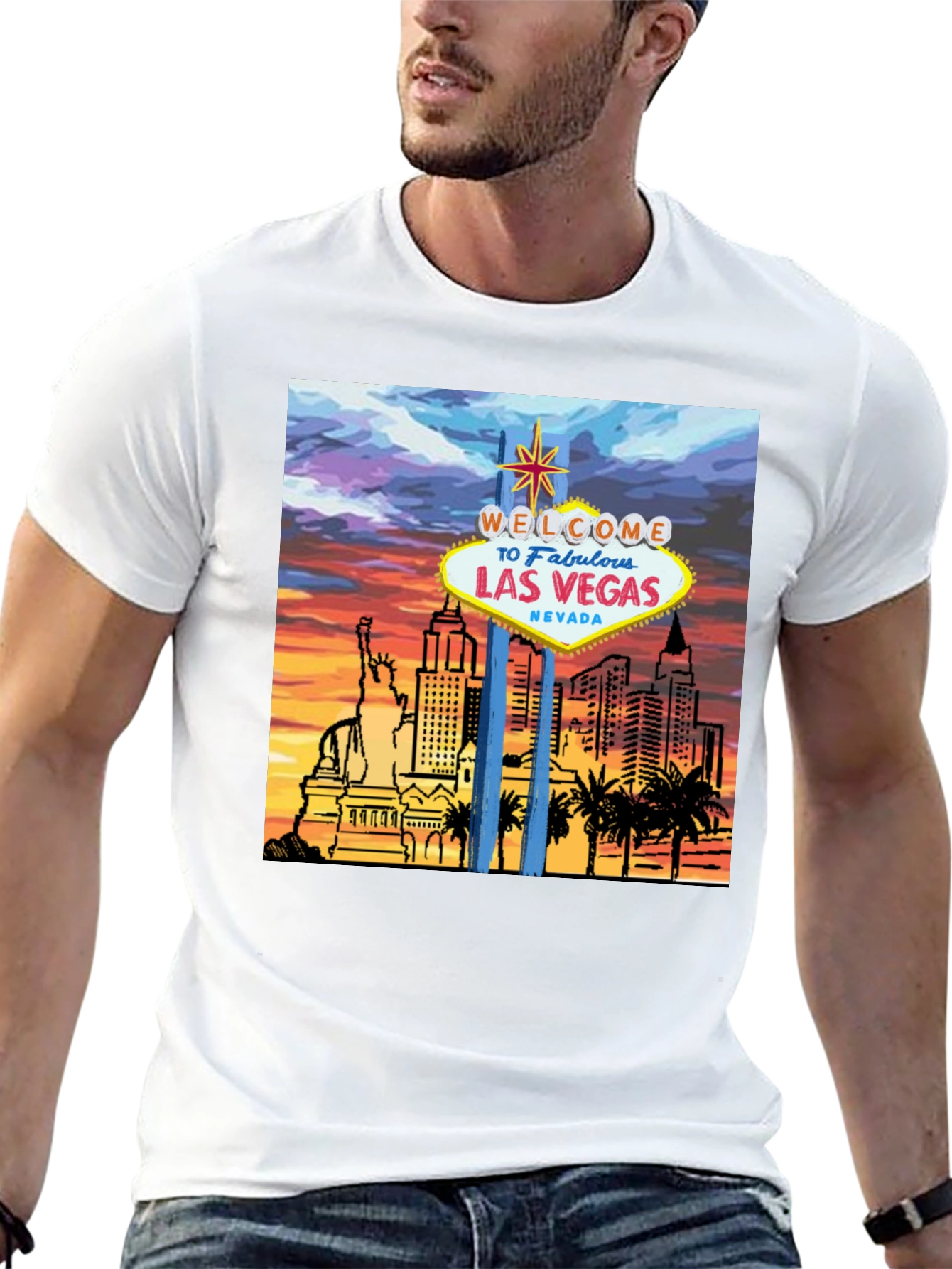 Las Vegas Graphic Tee - Black Cotton T-Shirt
