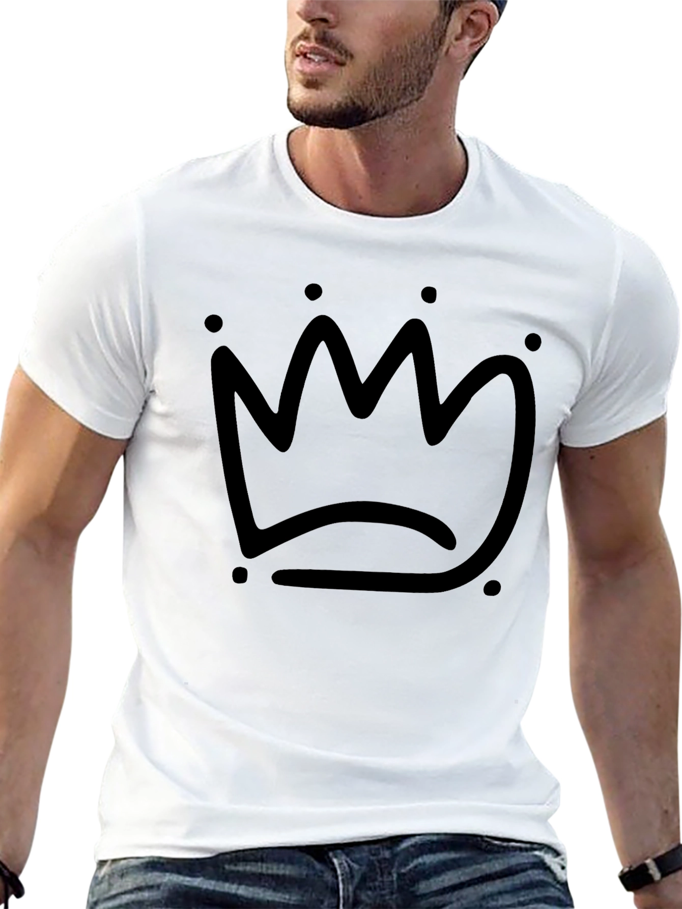 Minimalist Crown Graphic Black T-Shirt