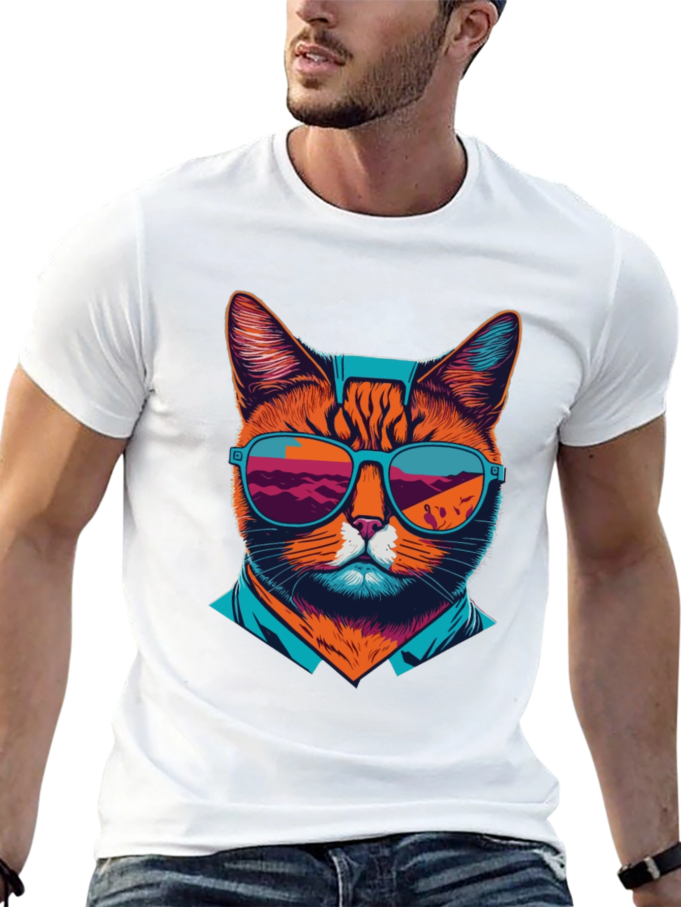 Cool Cat T-Shirt: Retro Shades Design