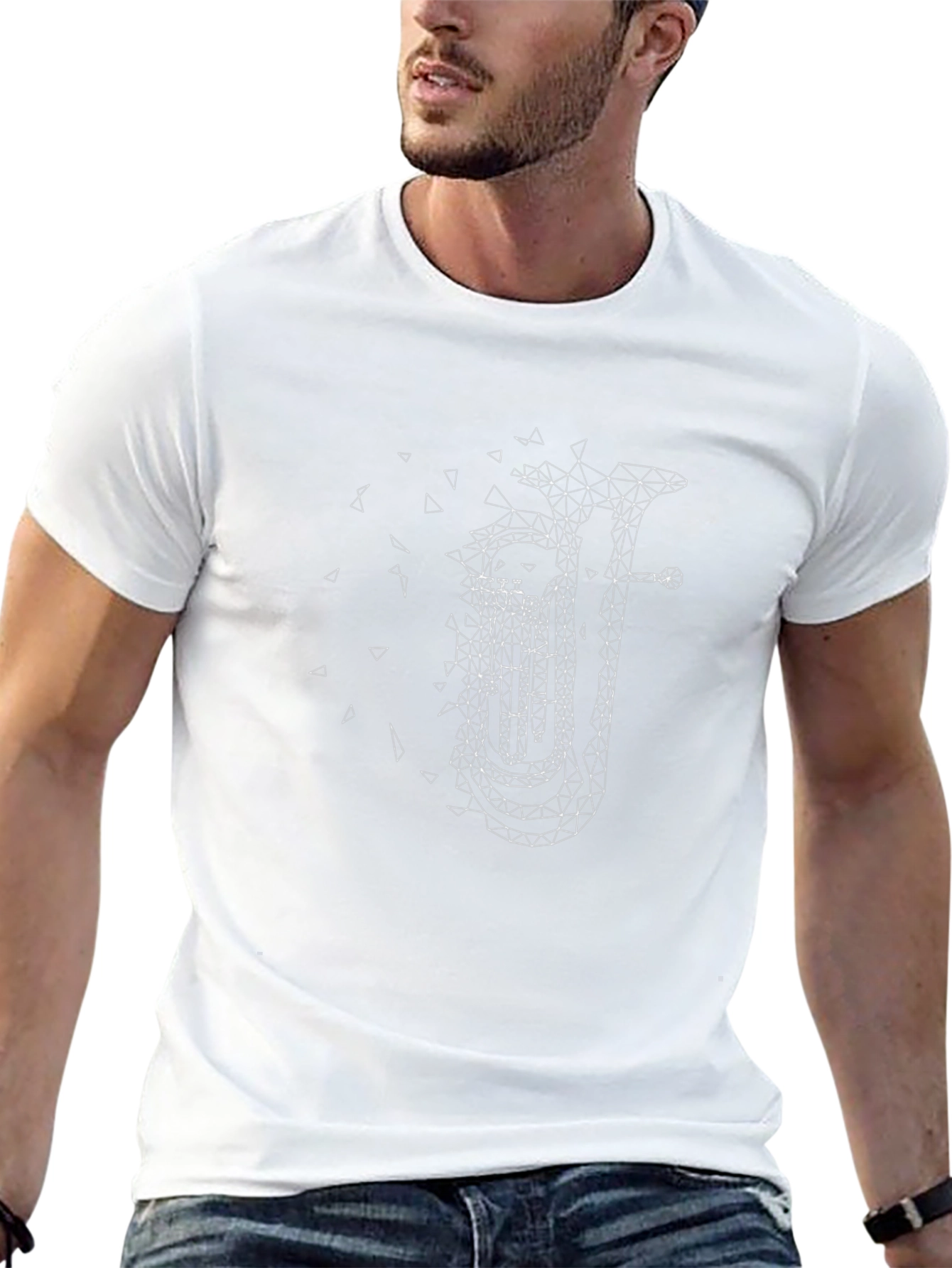Abstract Tuba Graphic T-Shirt - Black