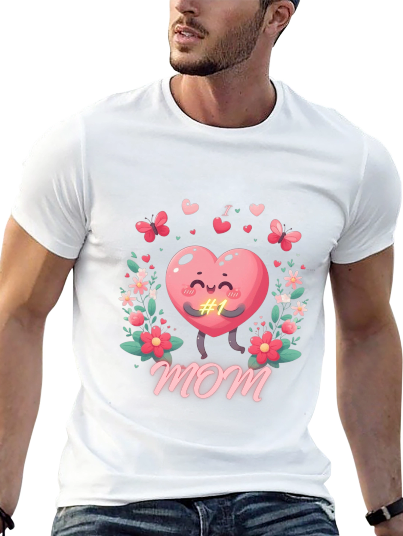 I Love Mom T-Shirt Heart Graphic Tee