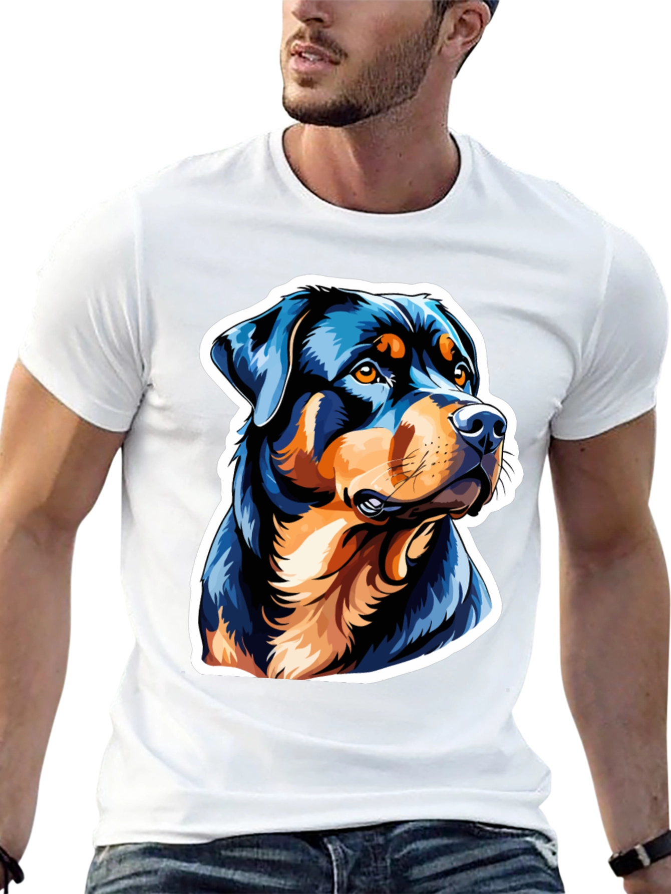 Rottweiler Graphic Tee - Black Cotton Blend