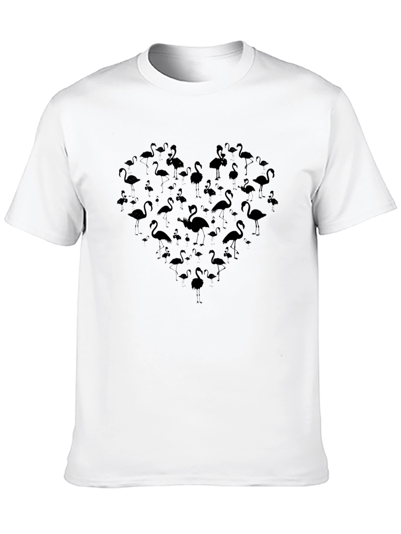 Black Flamingo Heart Graphic Tee - Stylish Mens T-Shirt