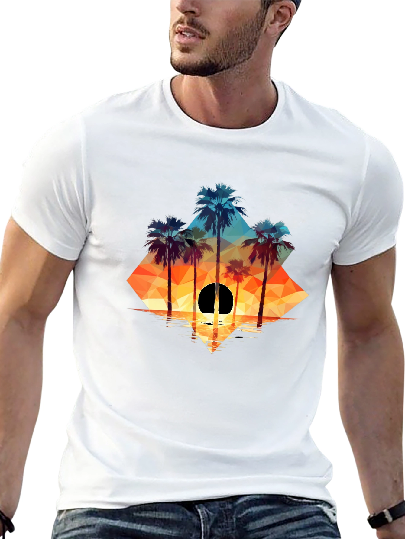Geometric Palm Sunset Tee