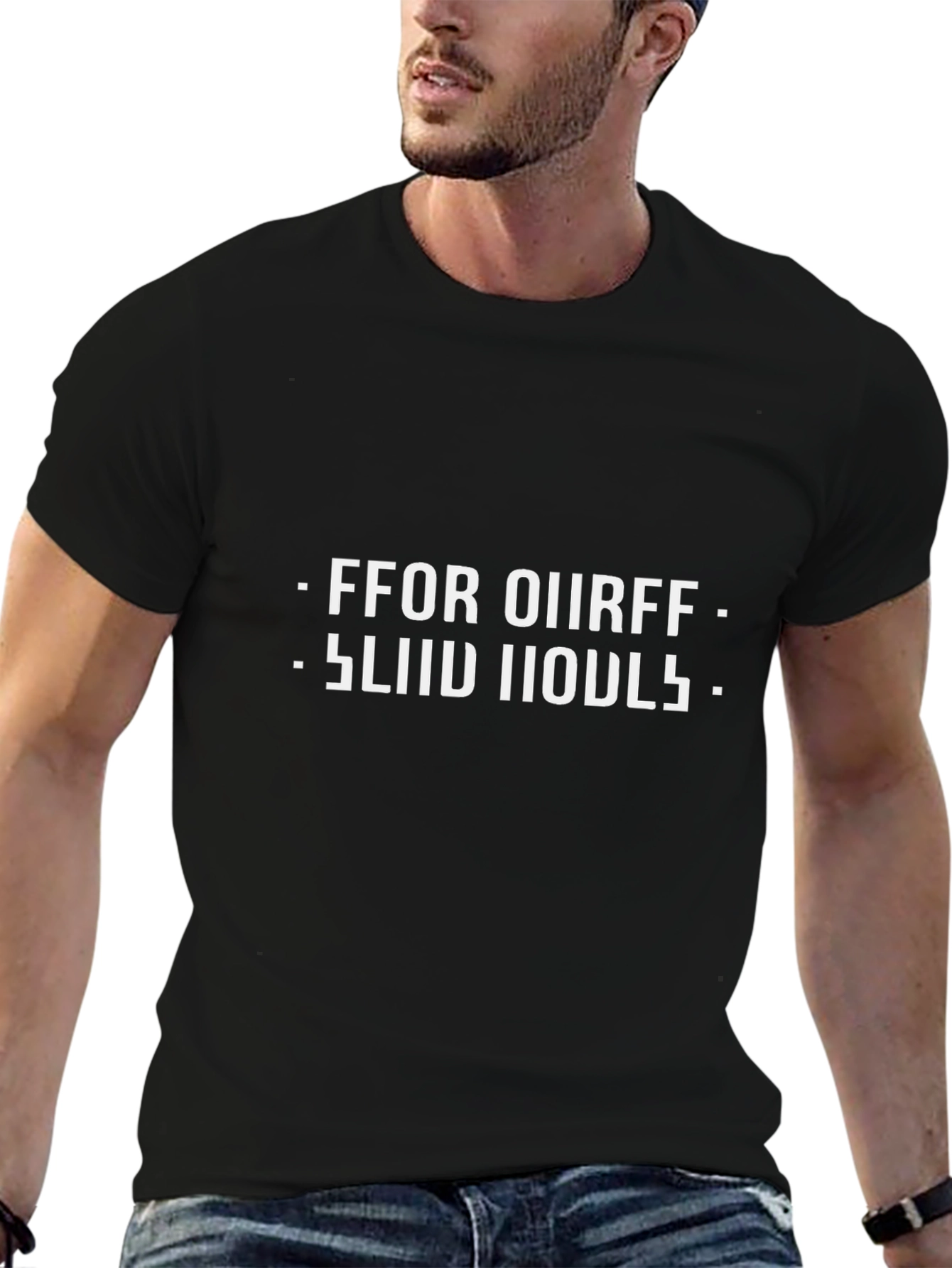 Reflective Slogan Tee - Black Casual Shirt