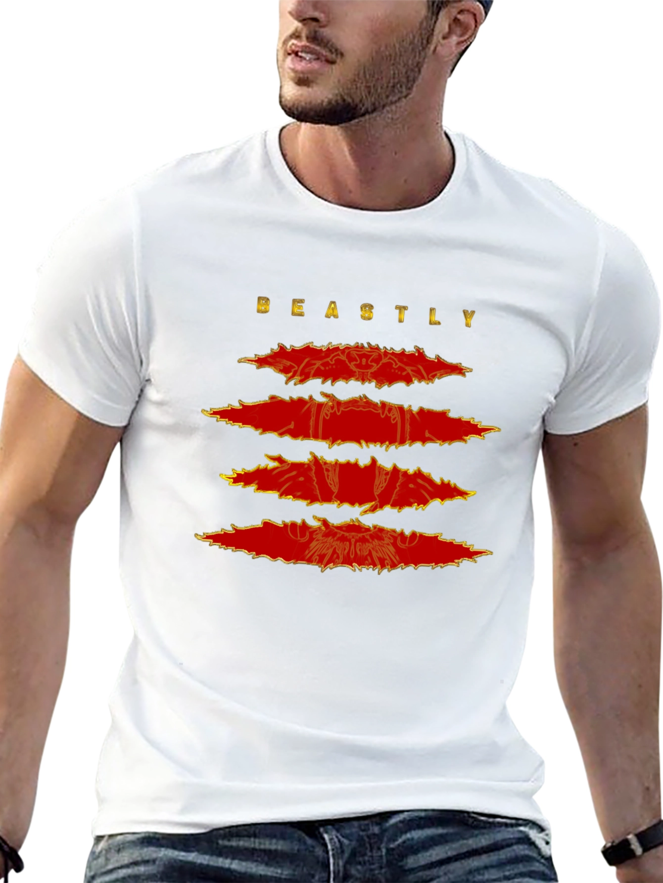 Beastly Graphic Print Mens Black T-Shirt