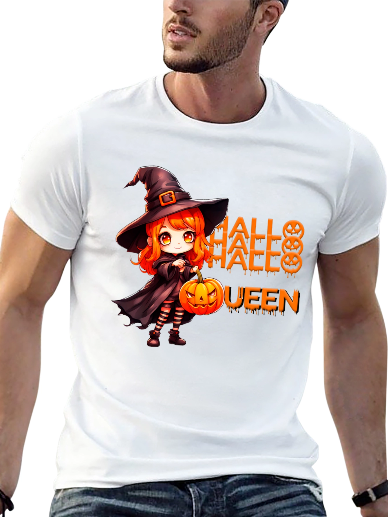 Halloween Queen Black T-Shirt - Witch Design