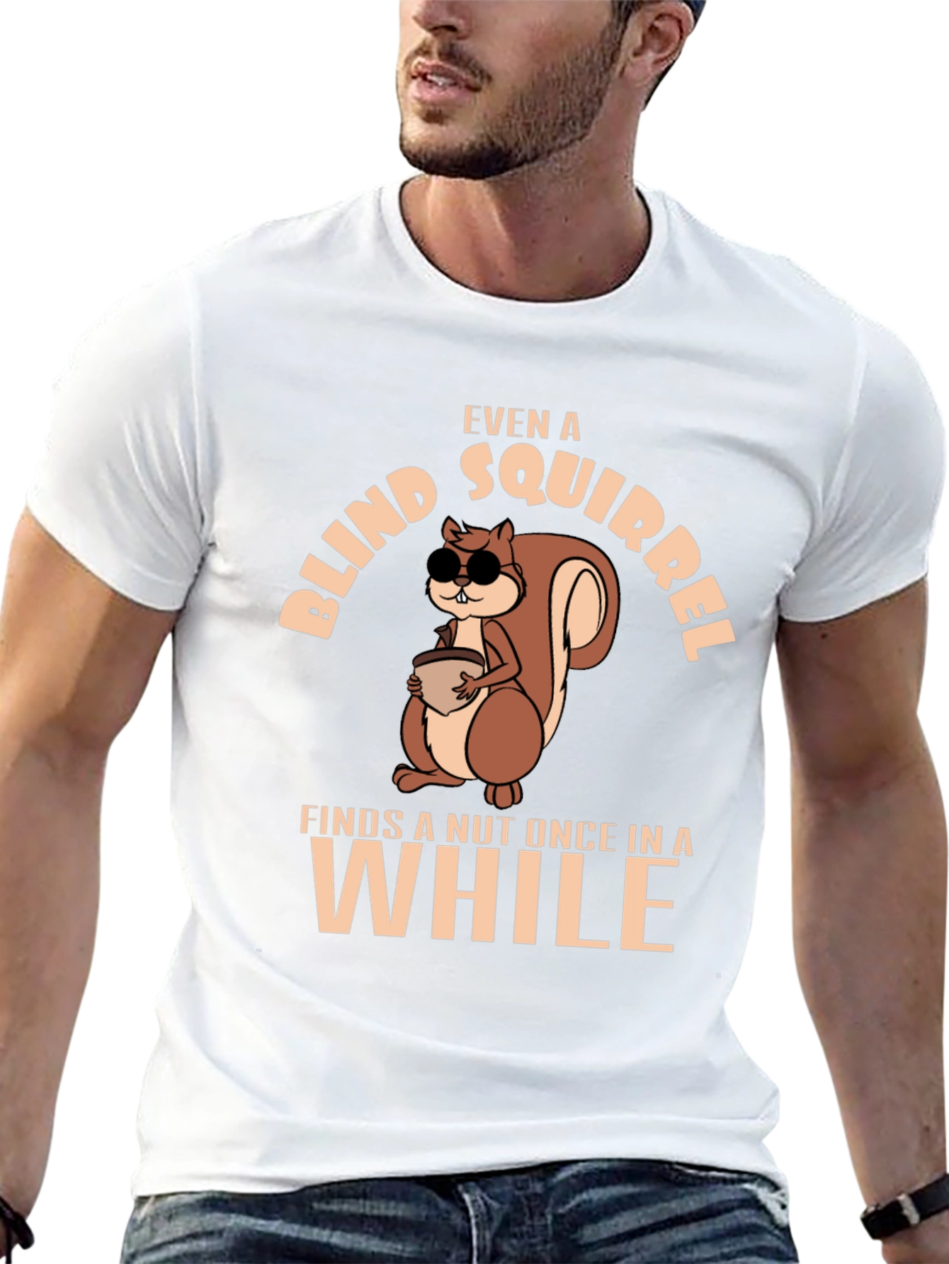Funny Blind Squirrel T-Shirt - Nutty Humor Tee