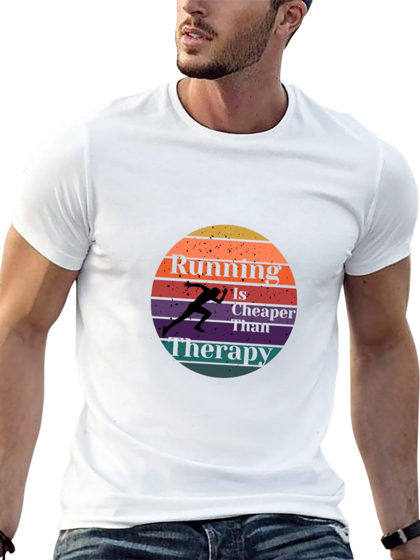 Running is Cheaper Than Therapy Black T-Shirt