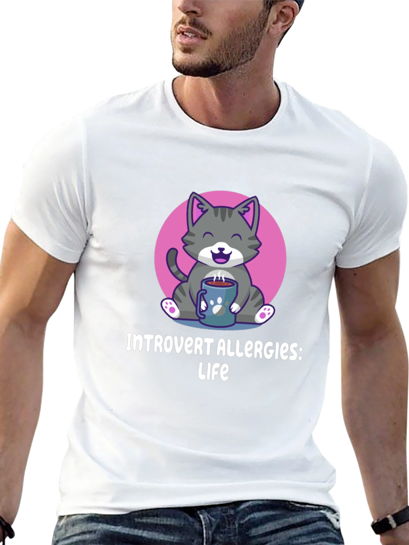Introvert Allergies T-Shirt Cute Cat Design