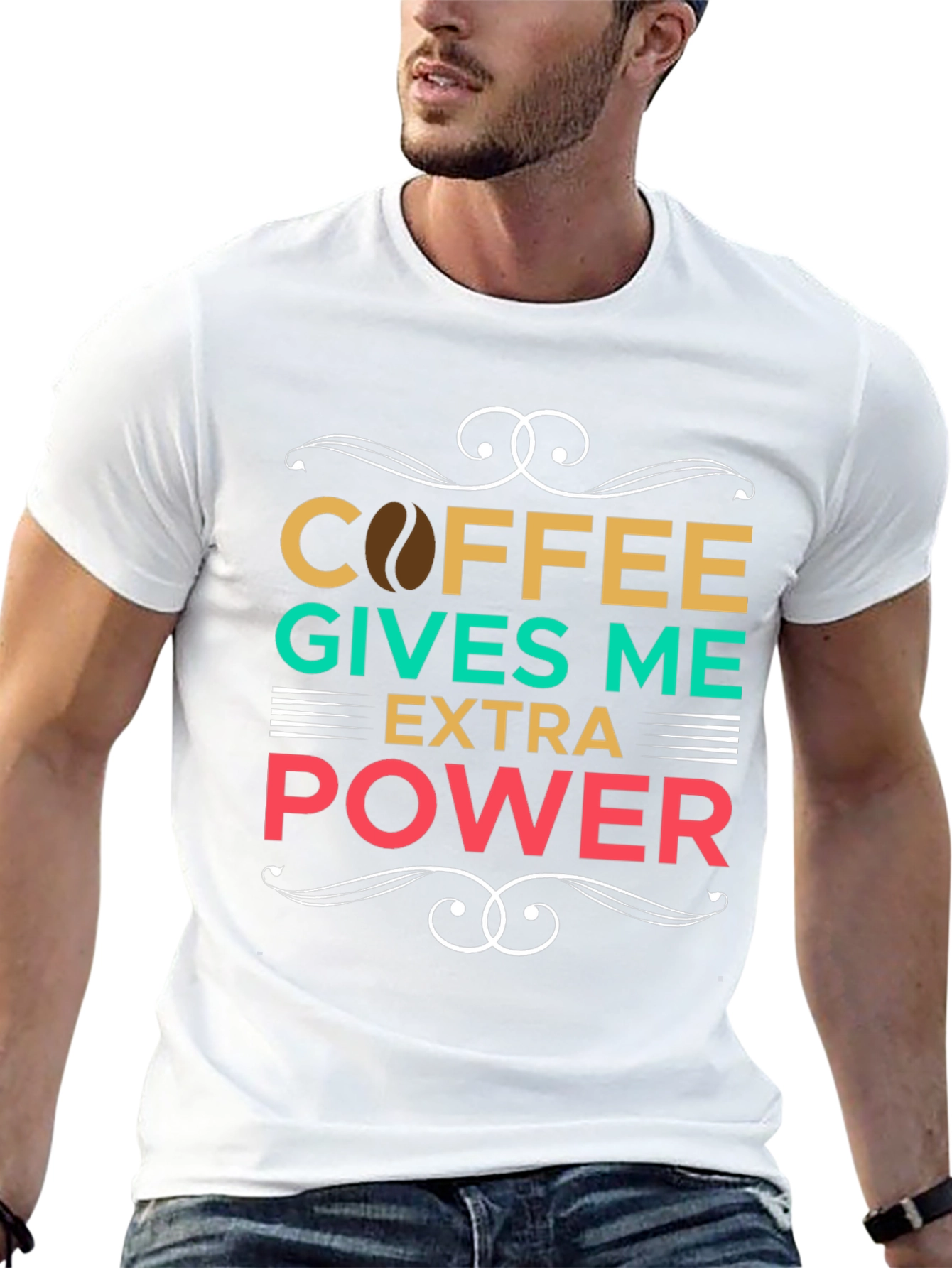 Coffee Gives Me Extra Power Graphic T-Shirt