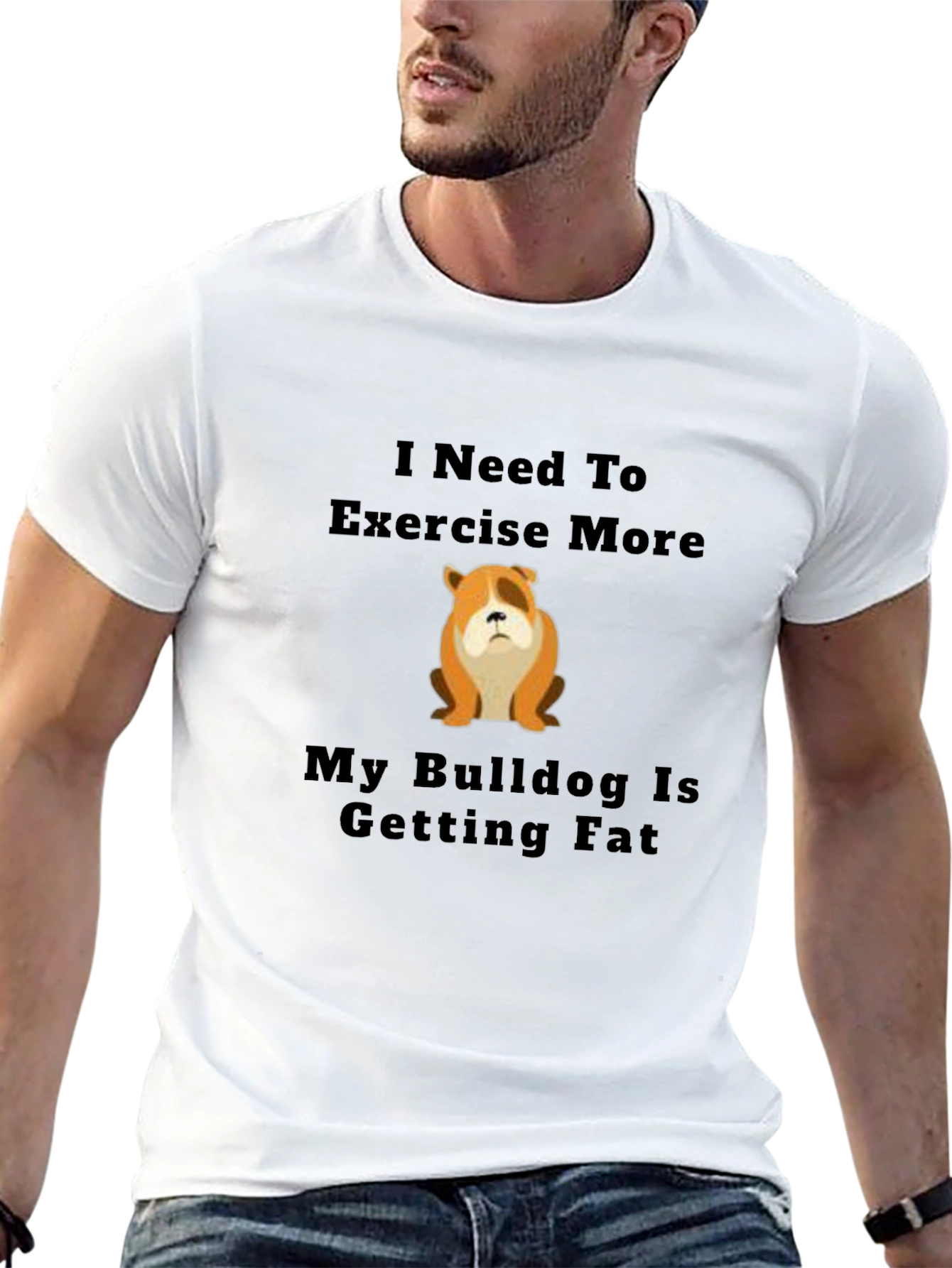 Funny Bulldog Exercise Black T-Shirt