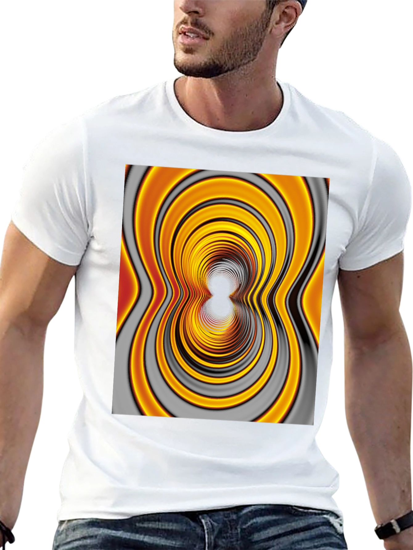 Abstract Illusion Tee - Black Cotton Blend