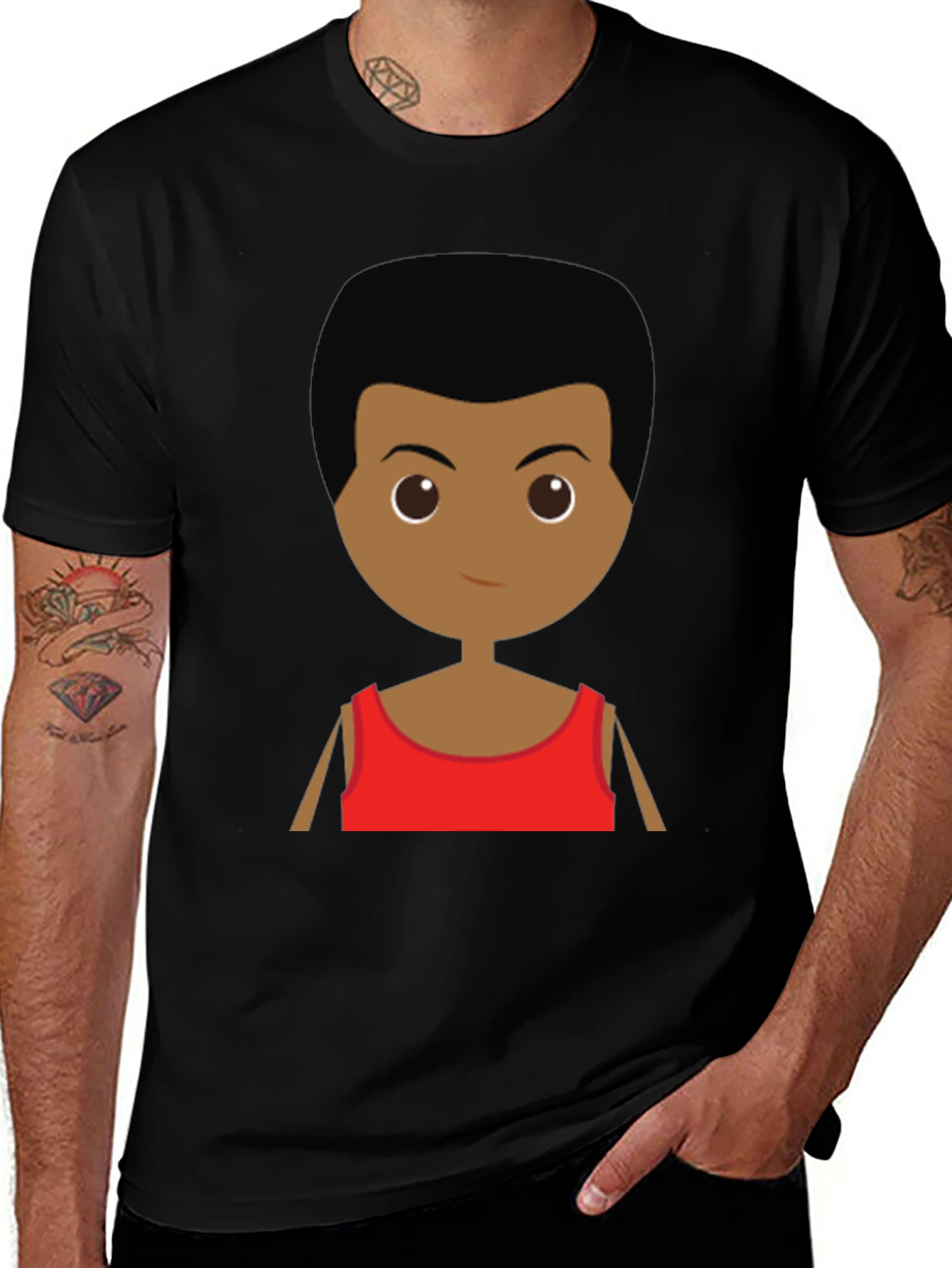 Cartoon Character Graphic Tee - Black
