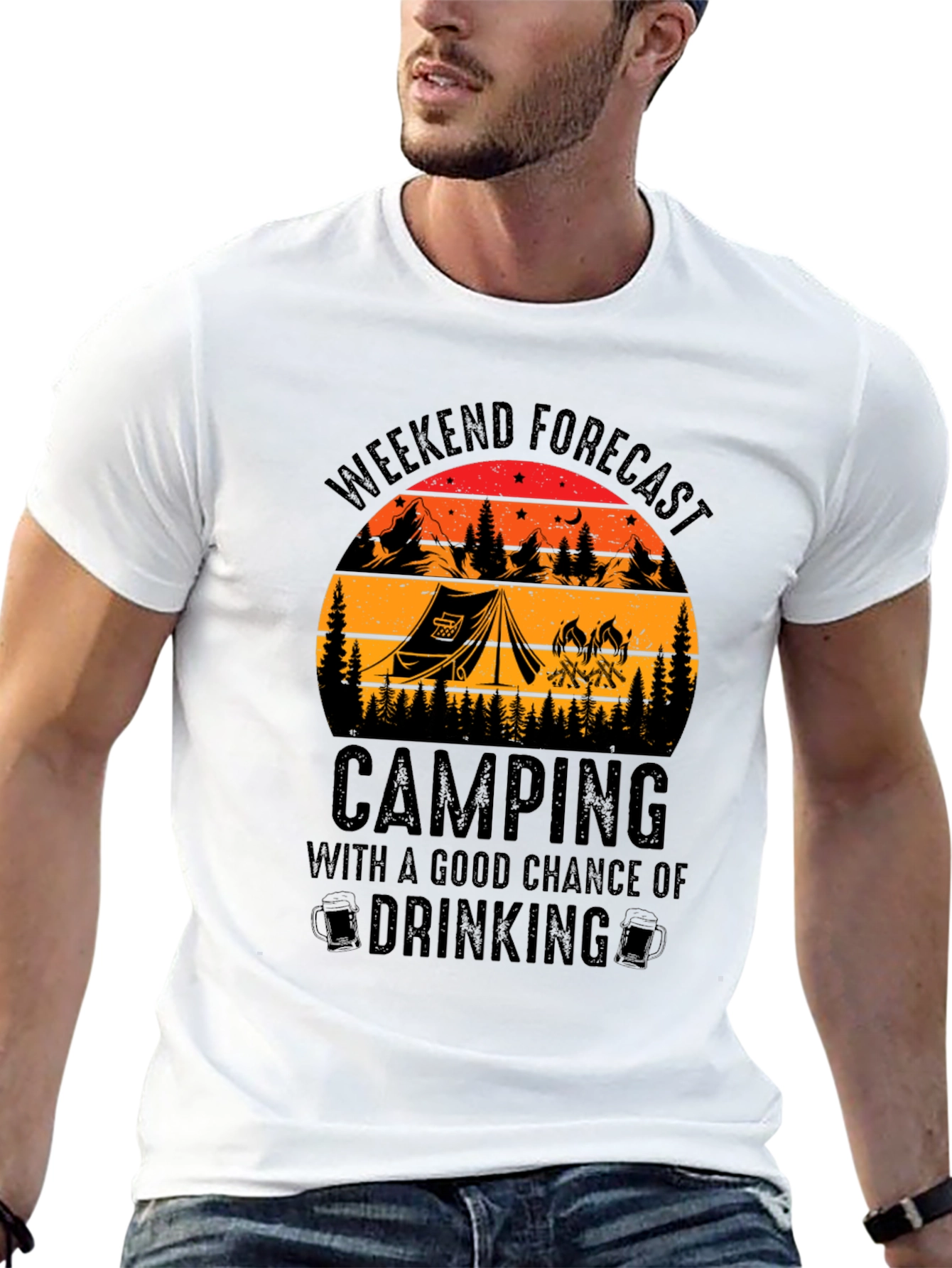 Camping & Drinking Forecast Graphic T-Shirt