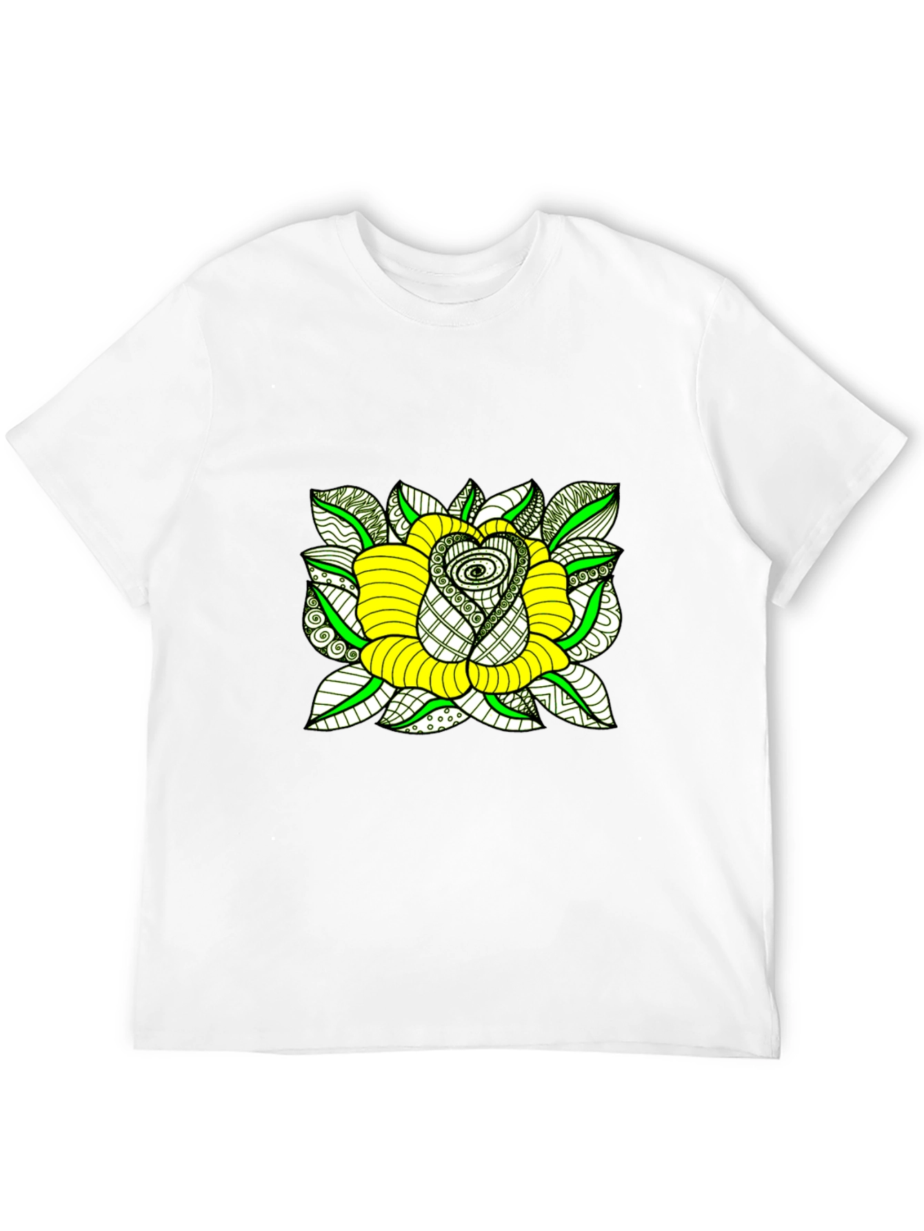 Black T-Shirt with Yellow Rose Graphic