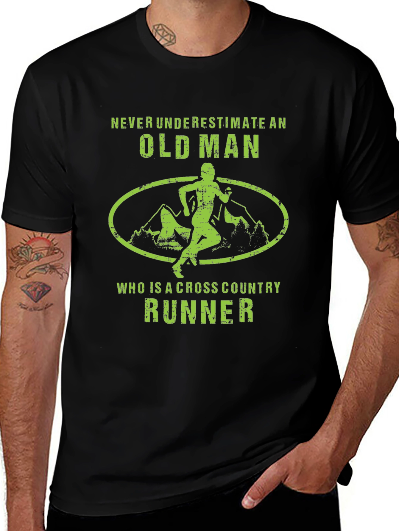 Cross Country Runner Old Man Graphic T-Shirt