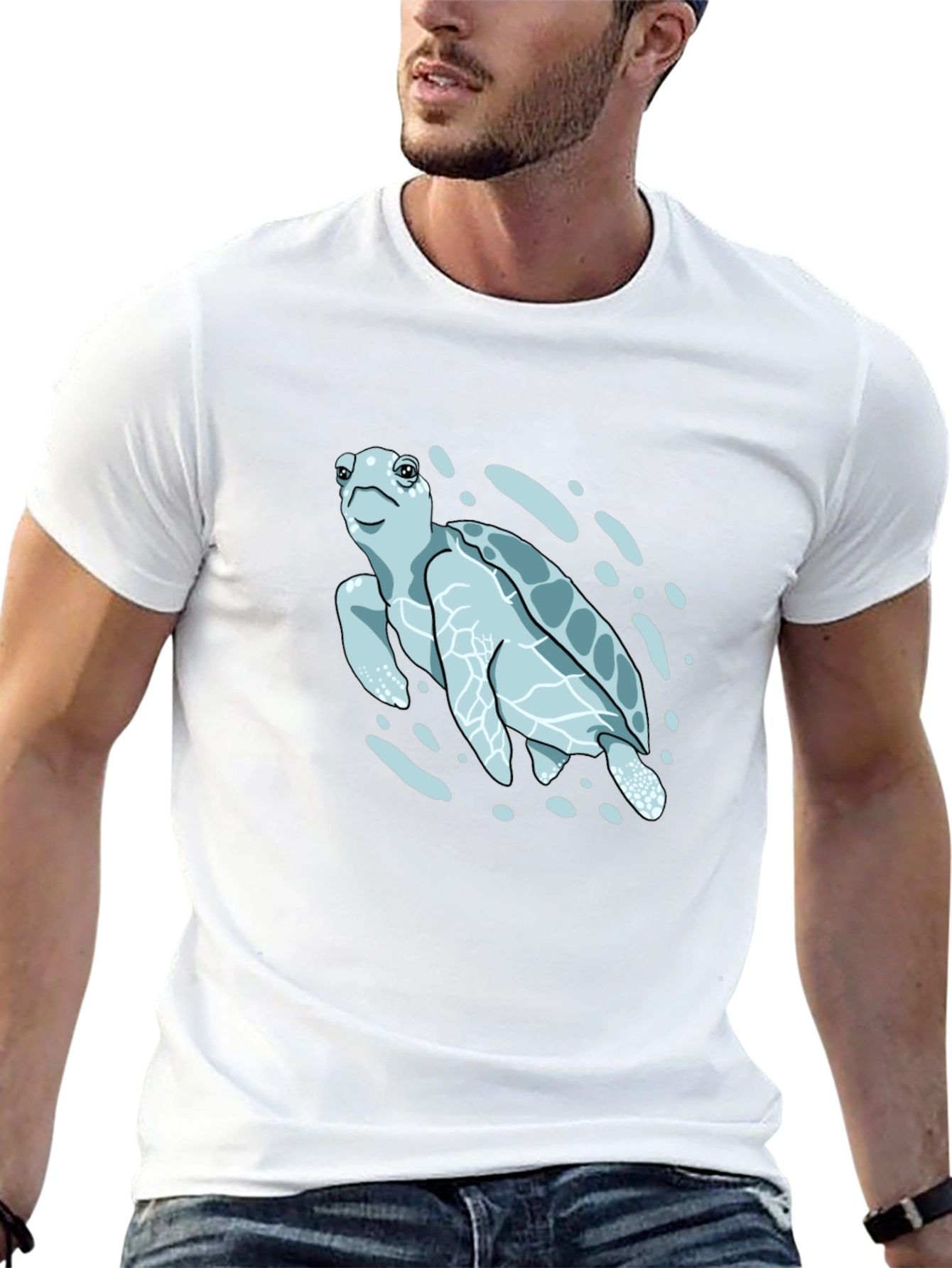 Sea Turtle Graphic Print T-Shirt - Black