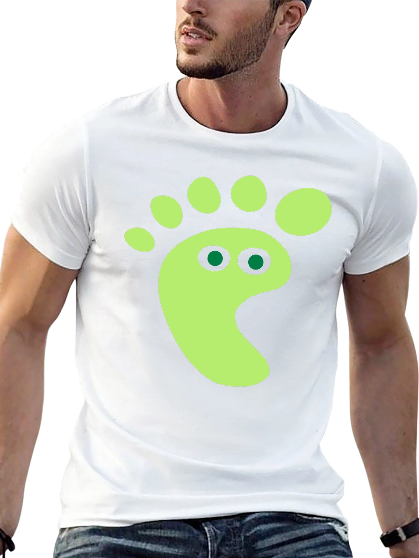 Funky Footprint Graphic Tee - Black Cotton Shirt
