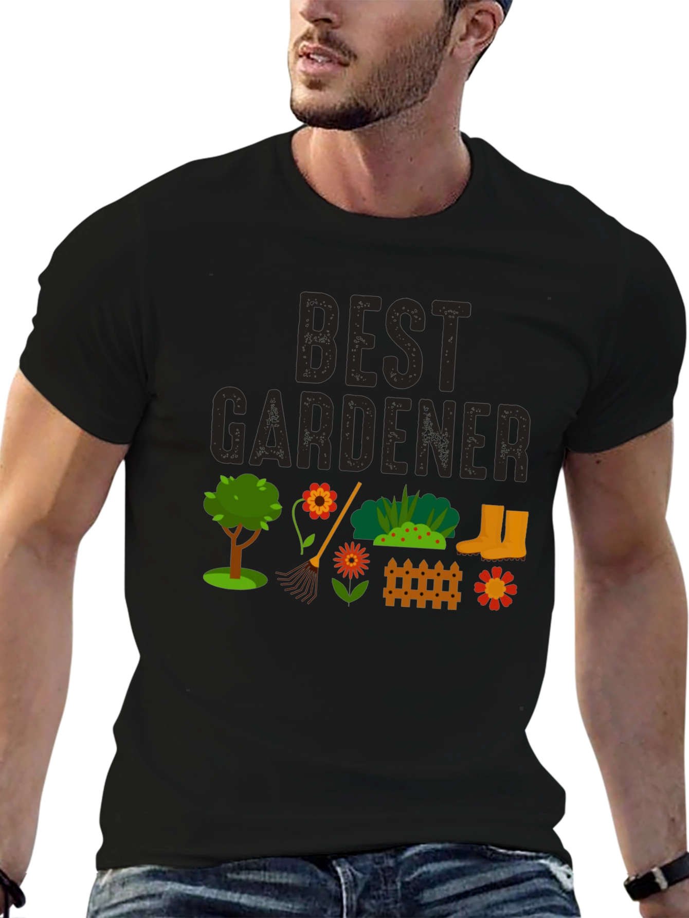 Best Gardener Black Graphic T-Shirt