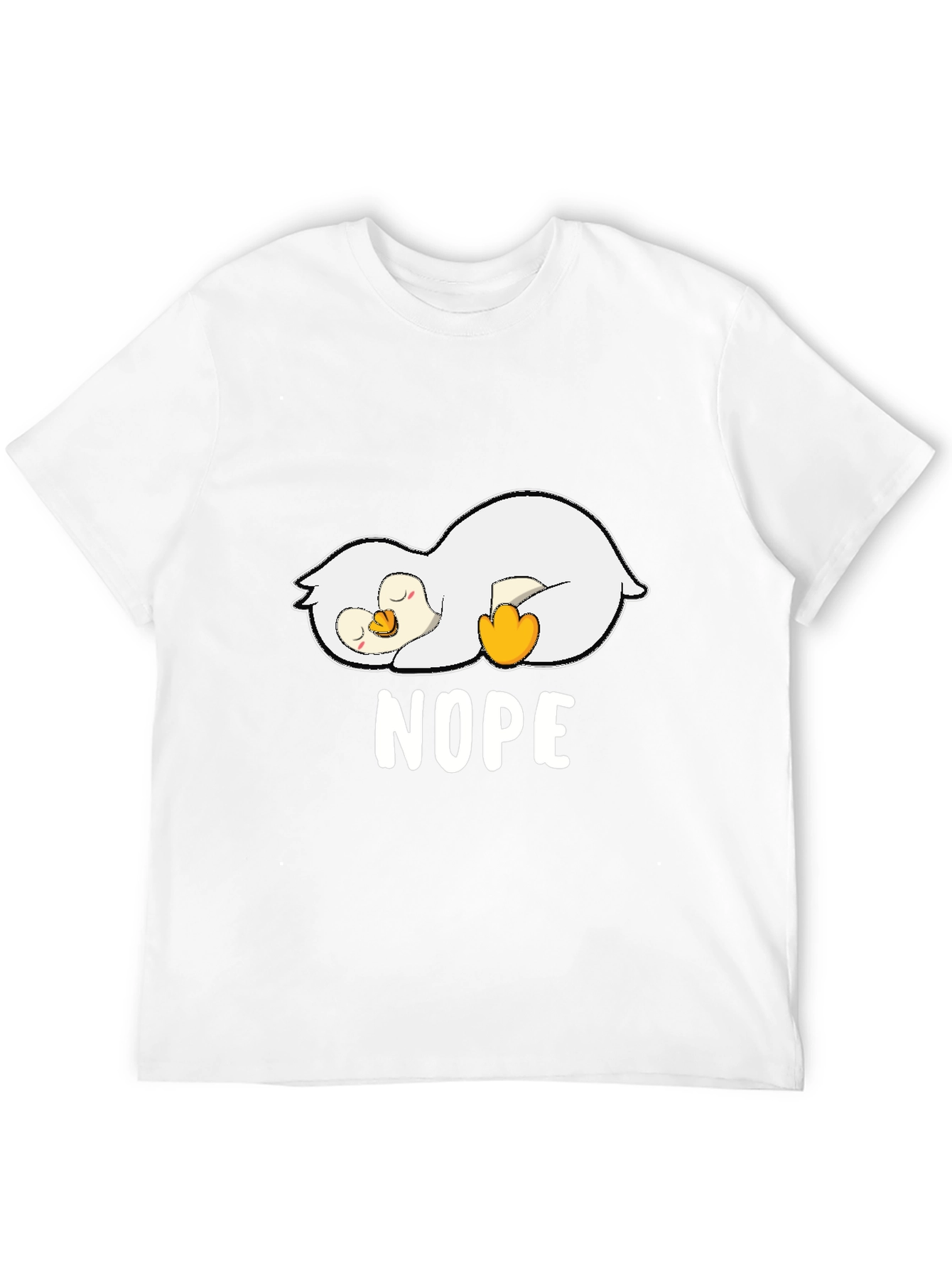 Nope Lazy Penguin Graphic T-Shirt - Black