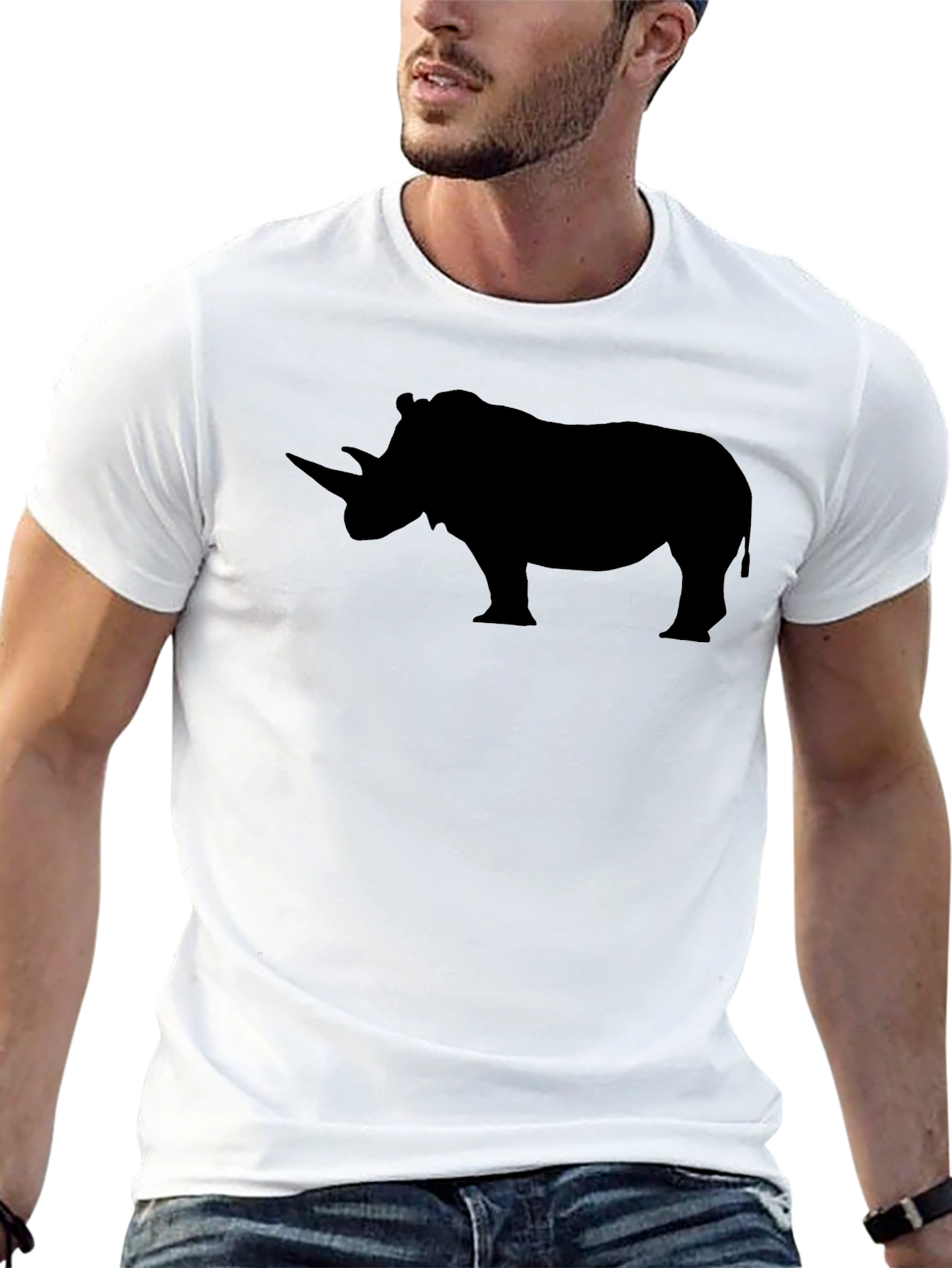 Rhino Silhouette T-Shirt - Unisex Black Tee