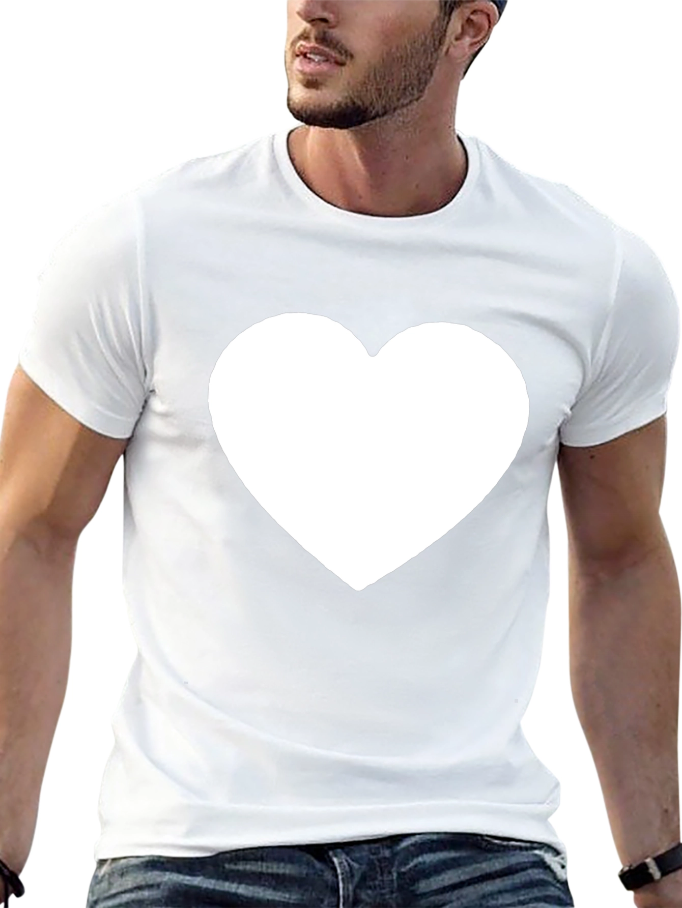 Black T-Shirt with White Heart