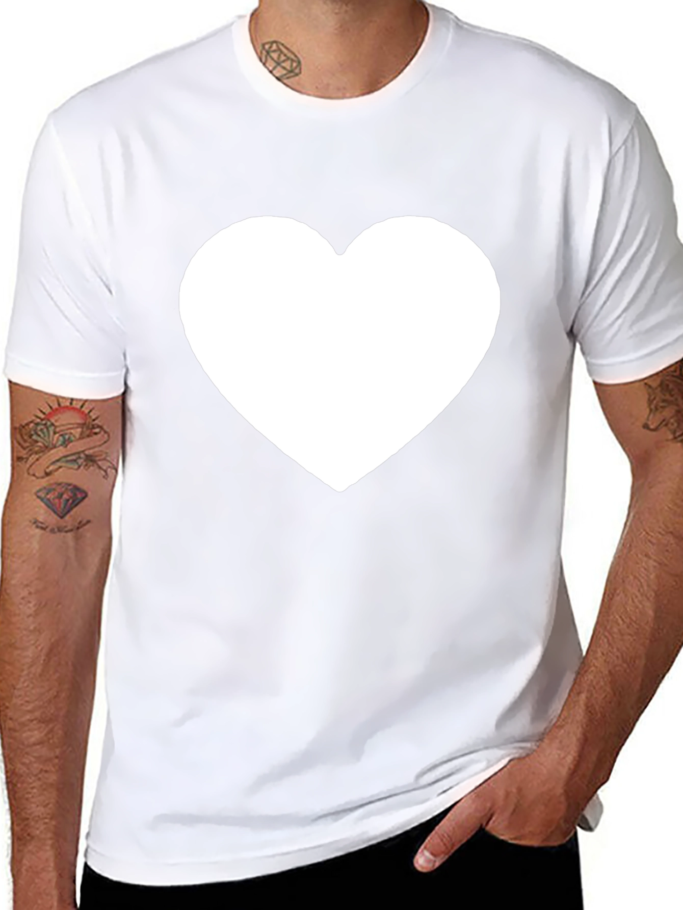 Black T-Shirt with White Heart