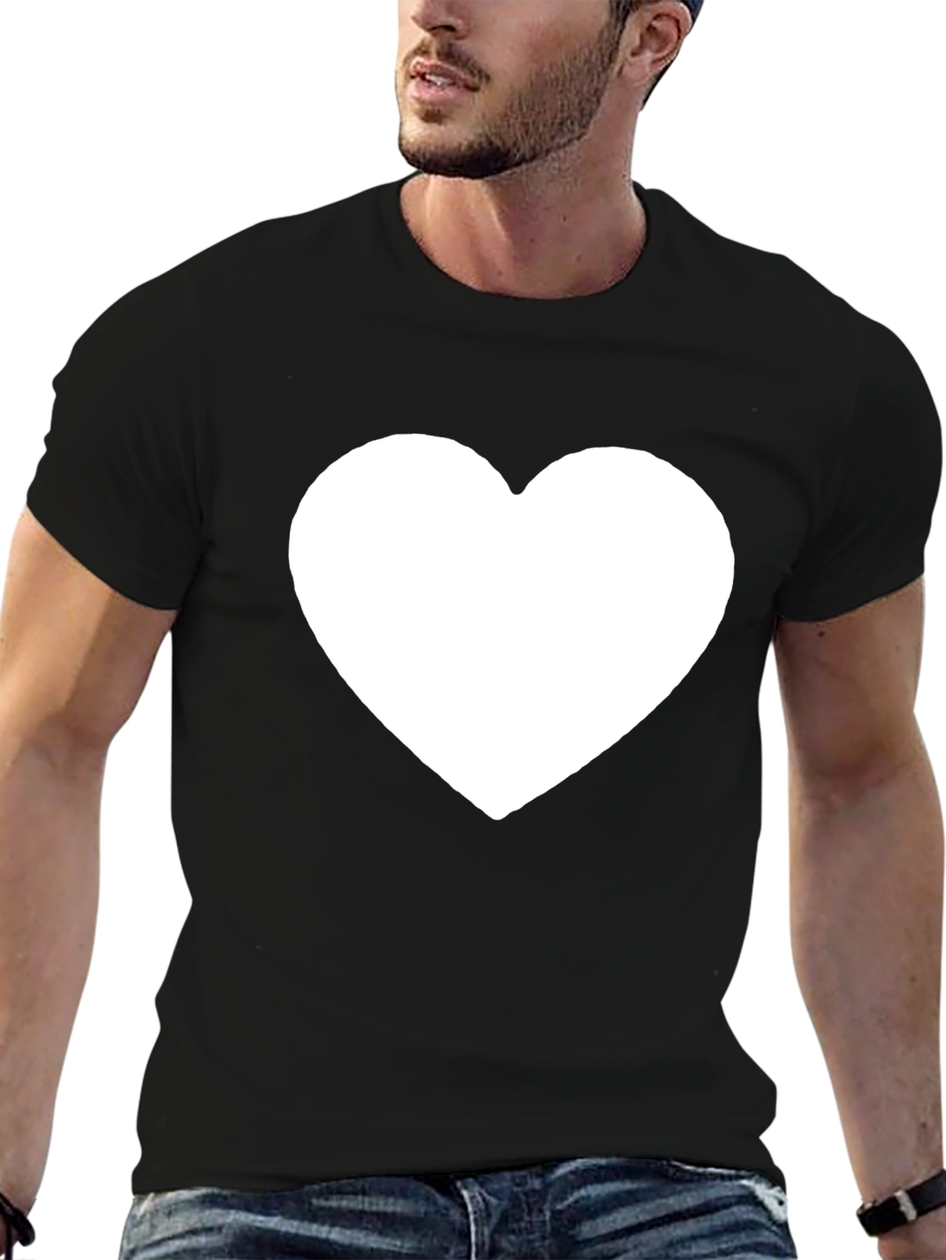 Black T-Shirt with White Heart