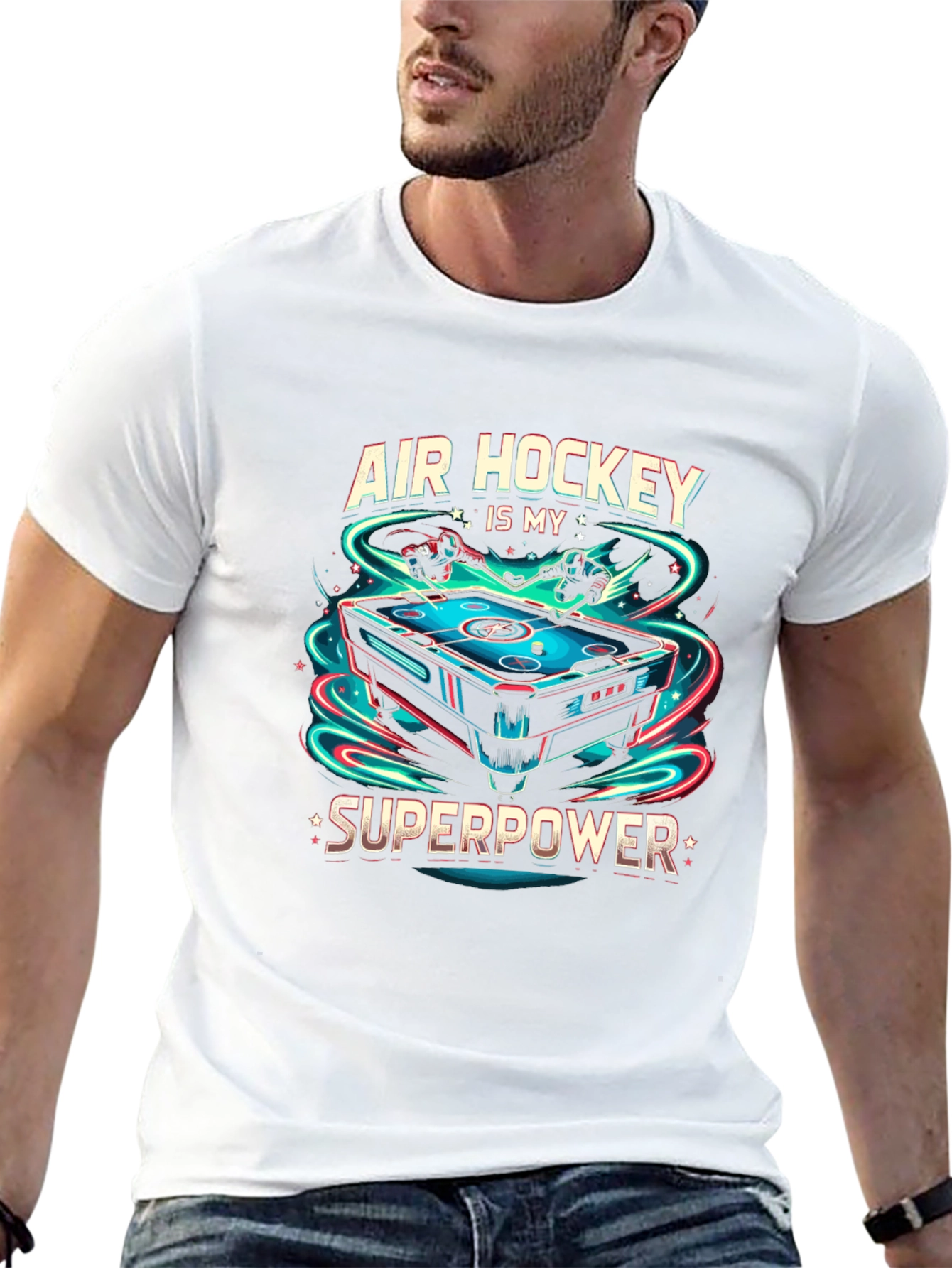 Air Hockey Superpower Black T-Shirt