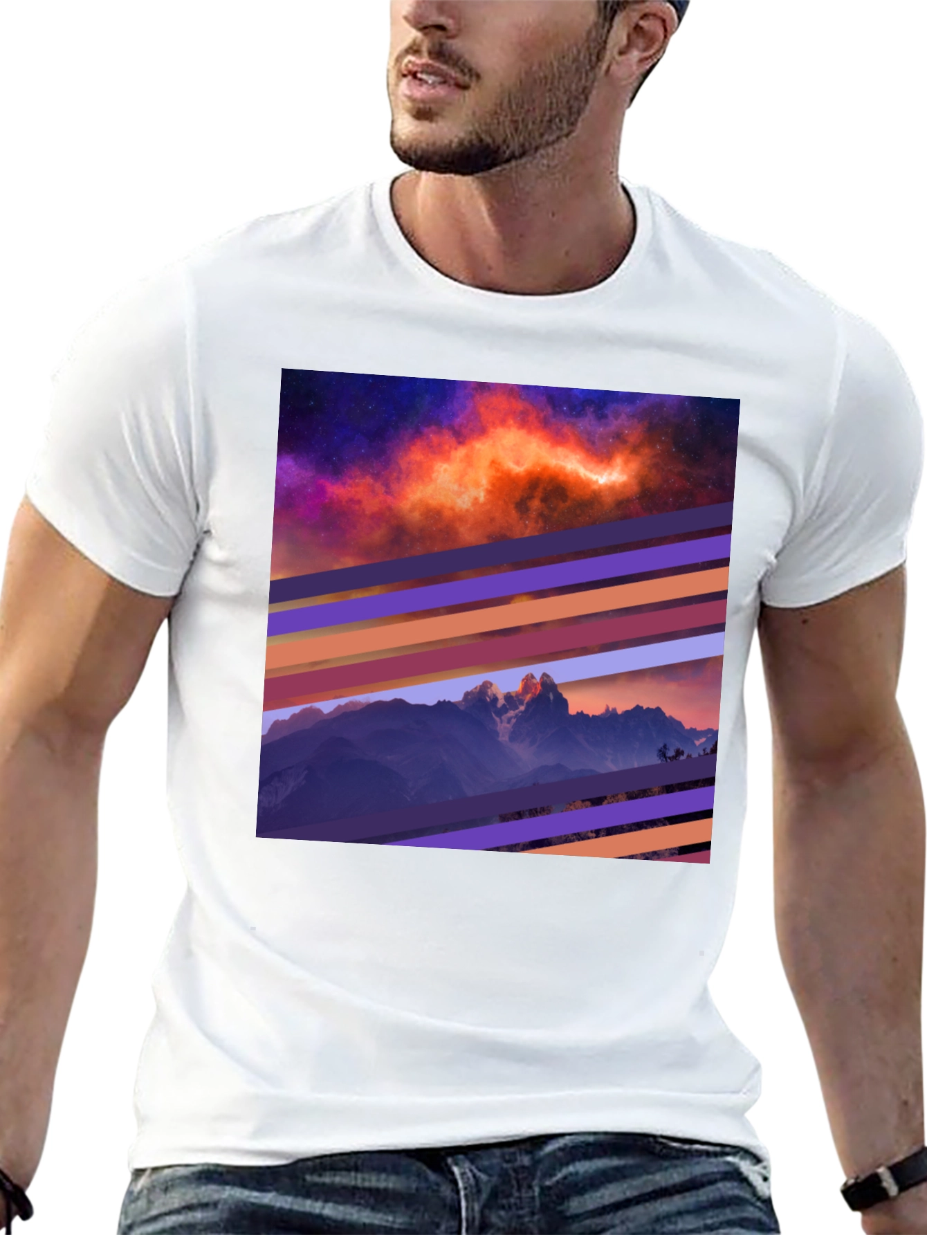 Cosmic Mountain Tee - Abstract Graphic Print T-Shirt