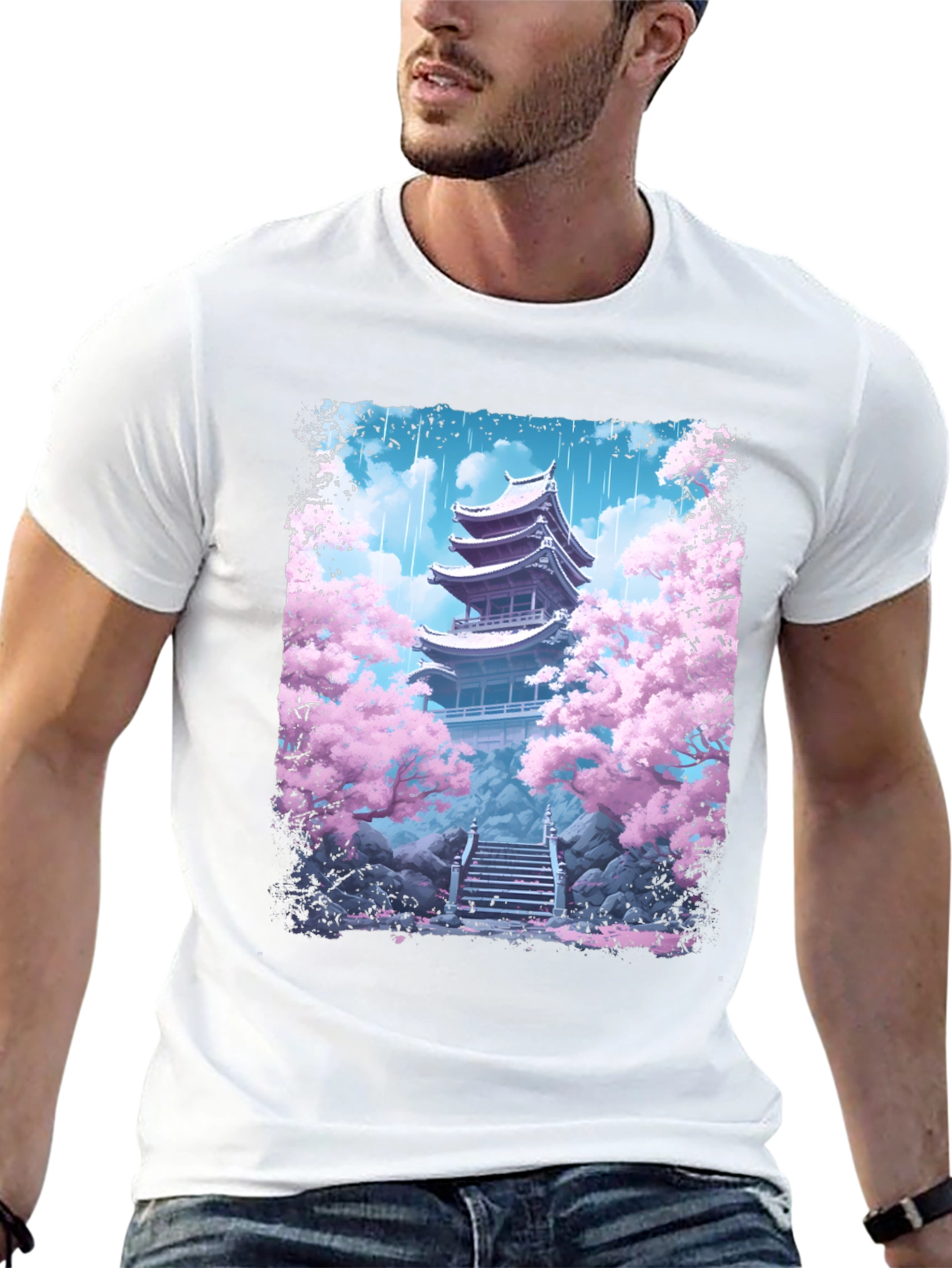 Sakura Pagoda T-Shirt - Japanese Inspired Design