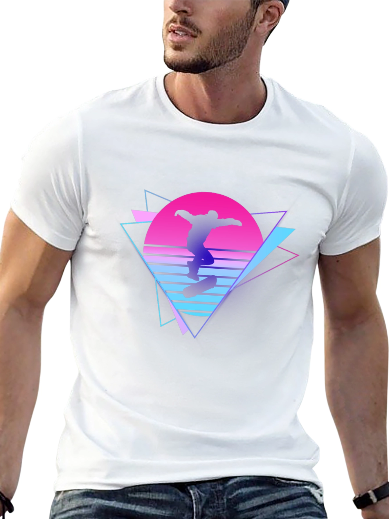 Retro Skateboarder Graphic T-Shirt - Black