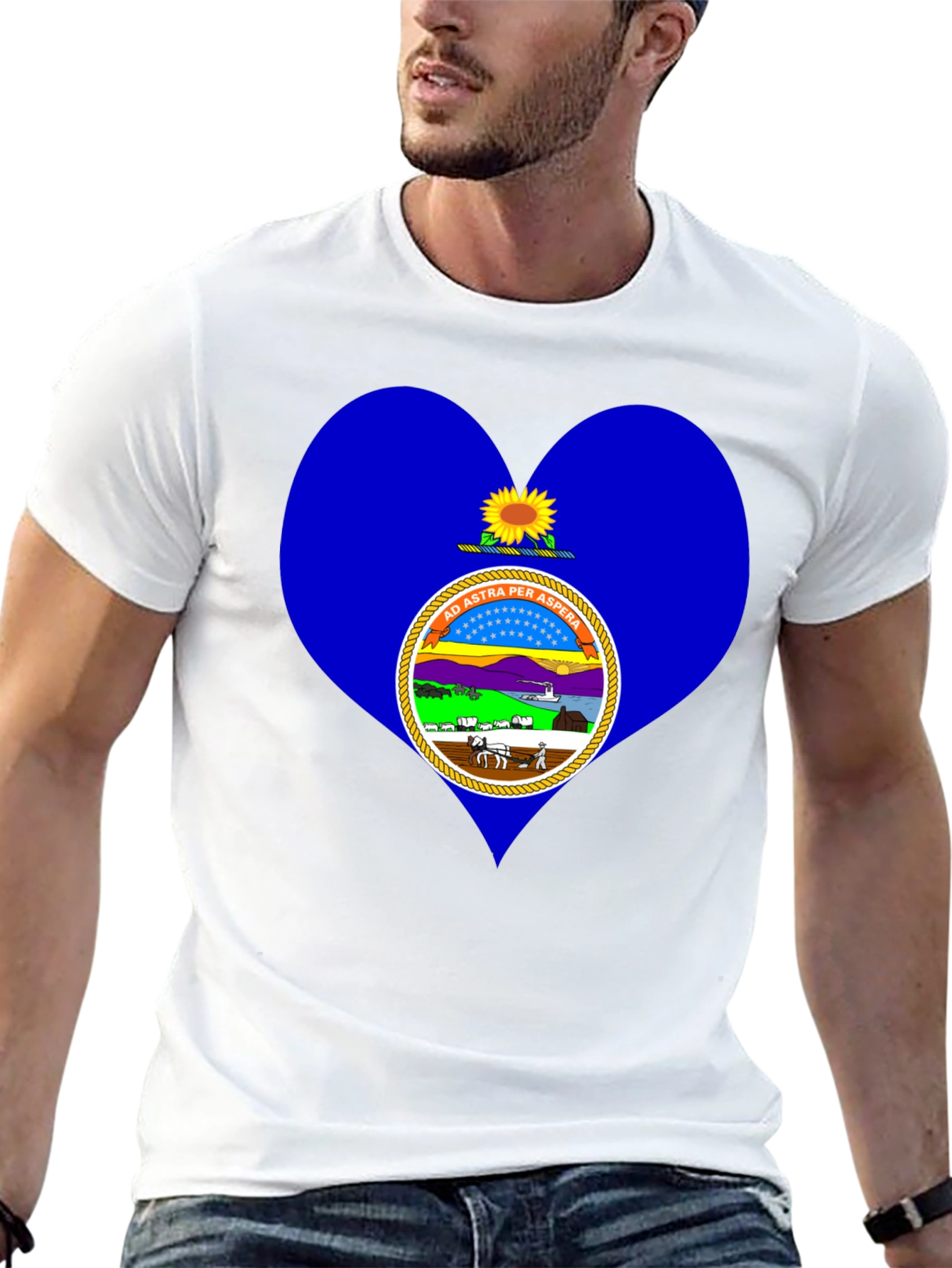 Kansas State Flag Heart T-Shirt