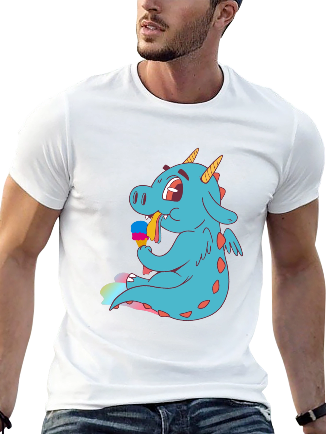 Dragon Eating Ice Cream T-Shirt - Fun Graphic Tee