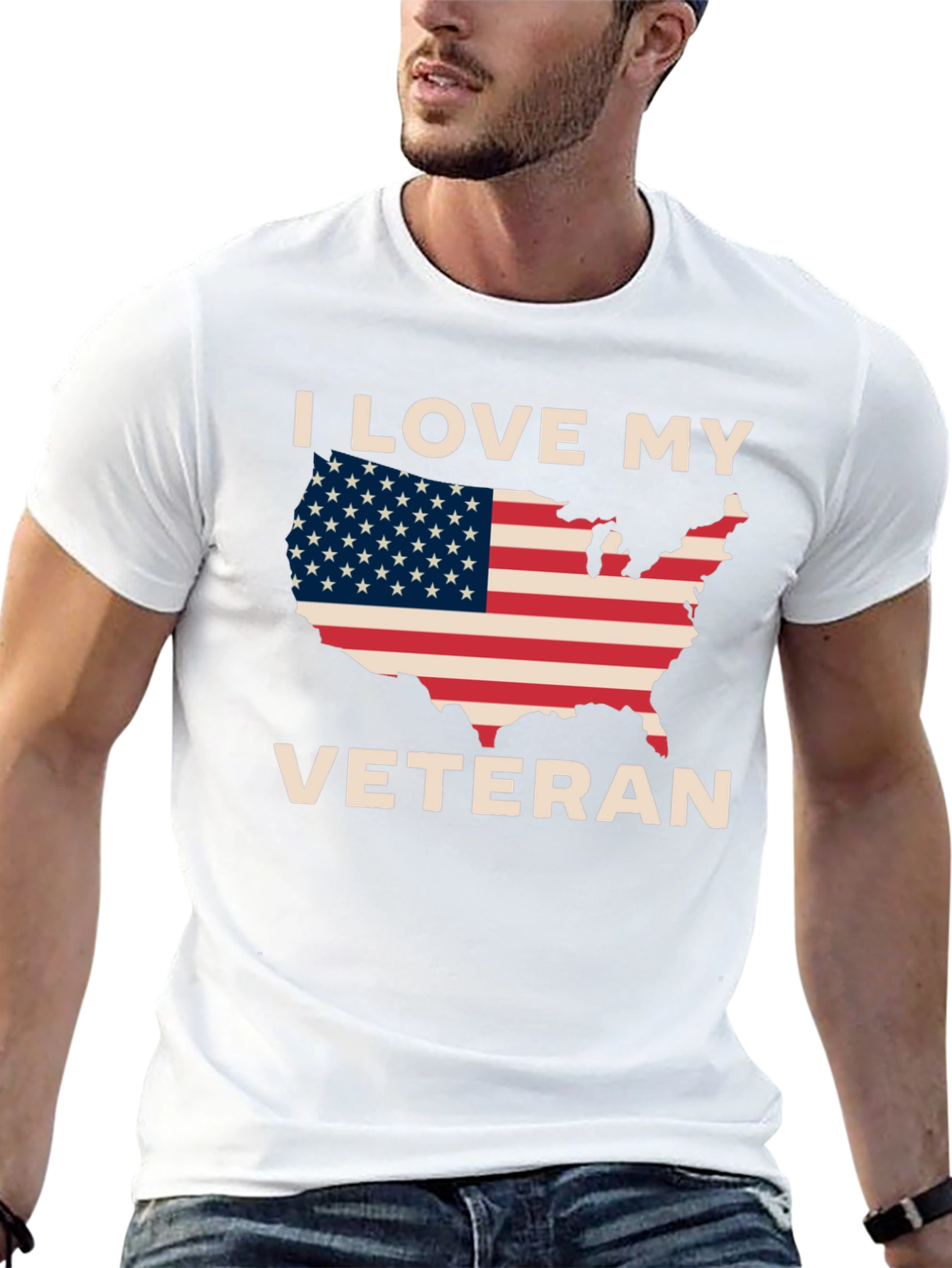 I Love My Veteran Patriotic Graphic T-Shirt