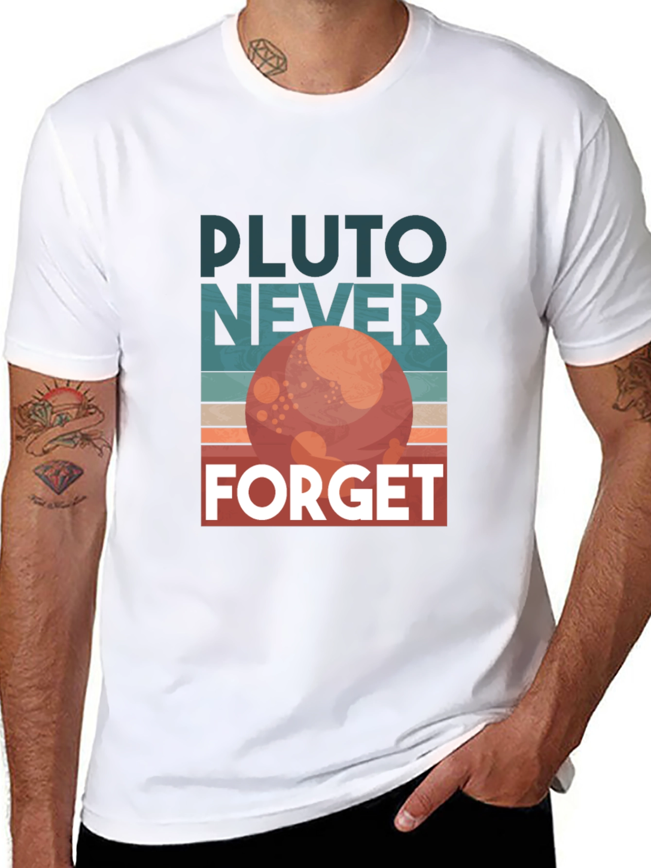 Pluto Never Forget Retro Graphic T-Shirt