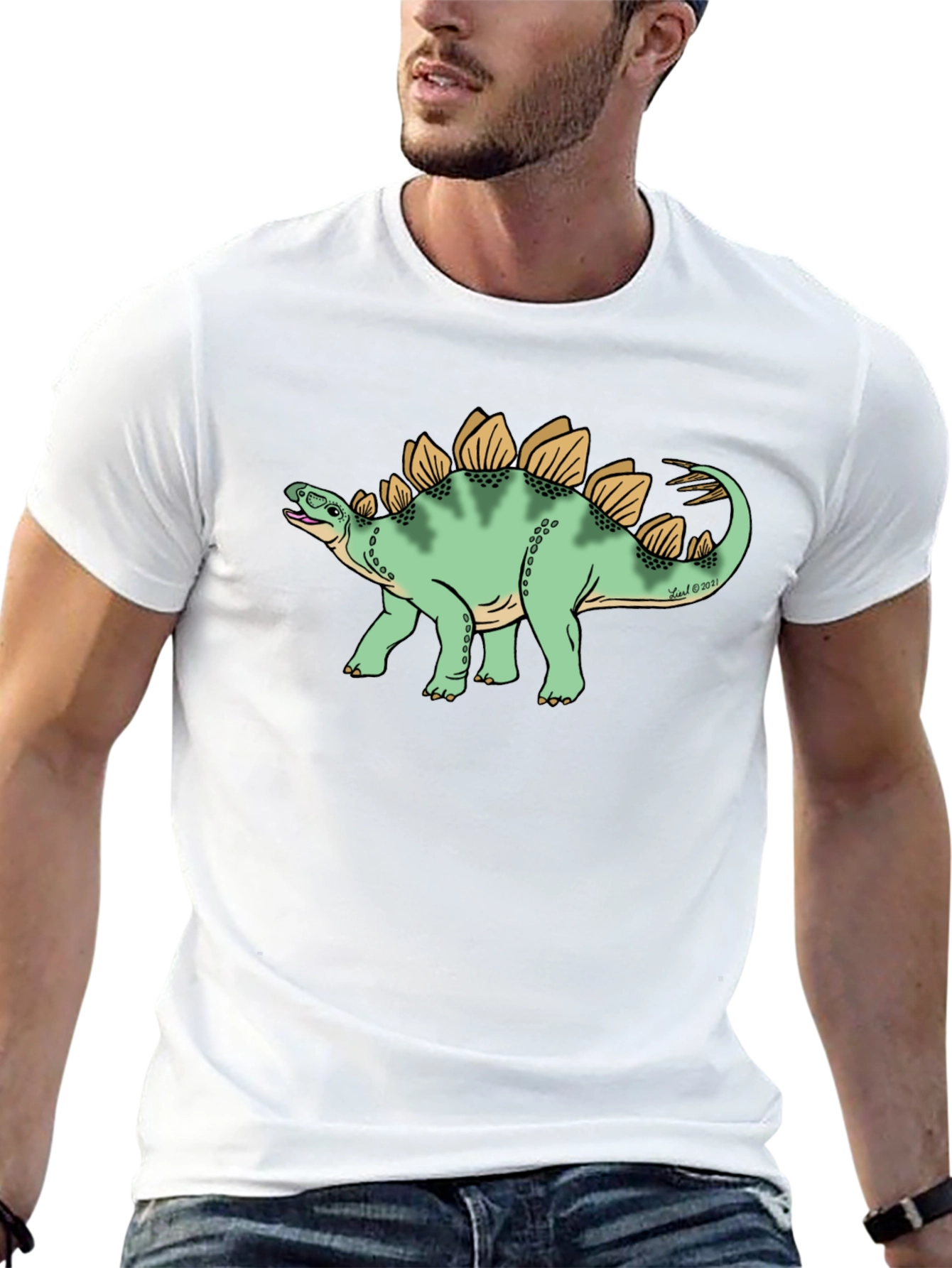Dinosaur Graphic Tee - Black Cotton T-Shirt