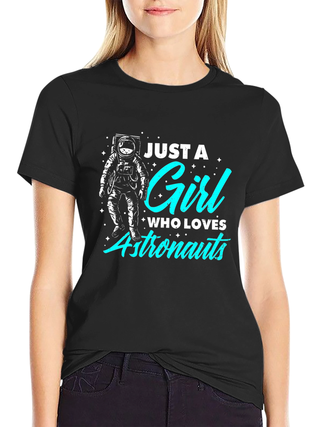 Just A Girl Who Loves Astronauts Black T-Shirt