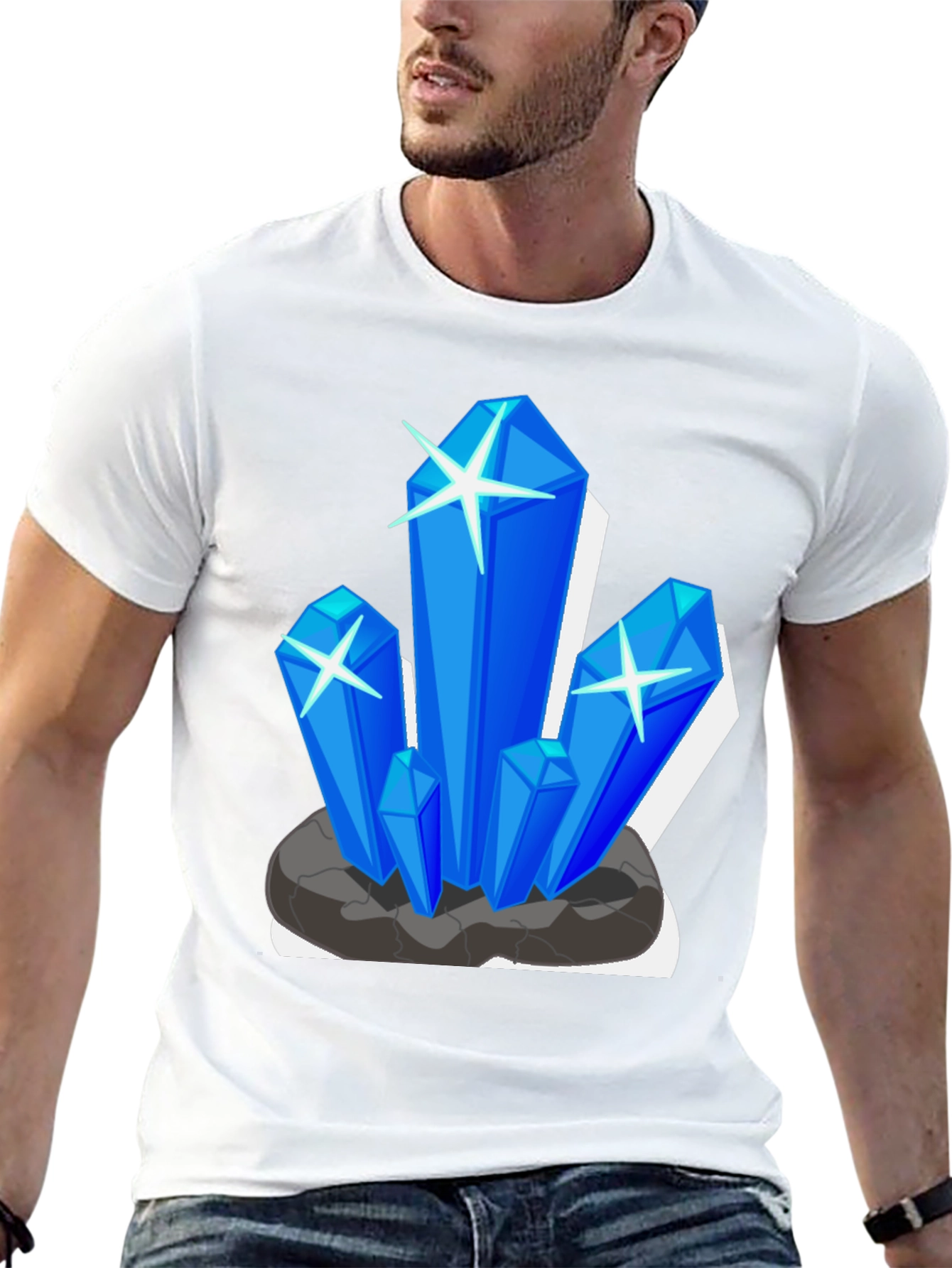 Crystal Gem Graphic Tee - Black Cotton T-Shirt
