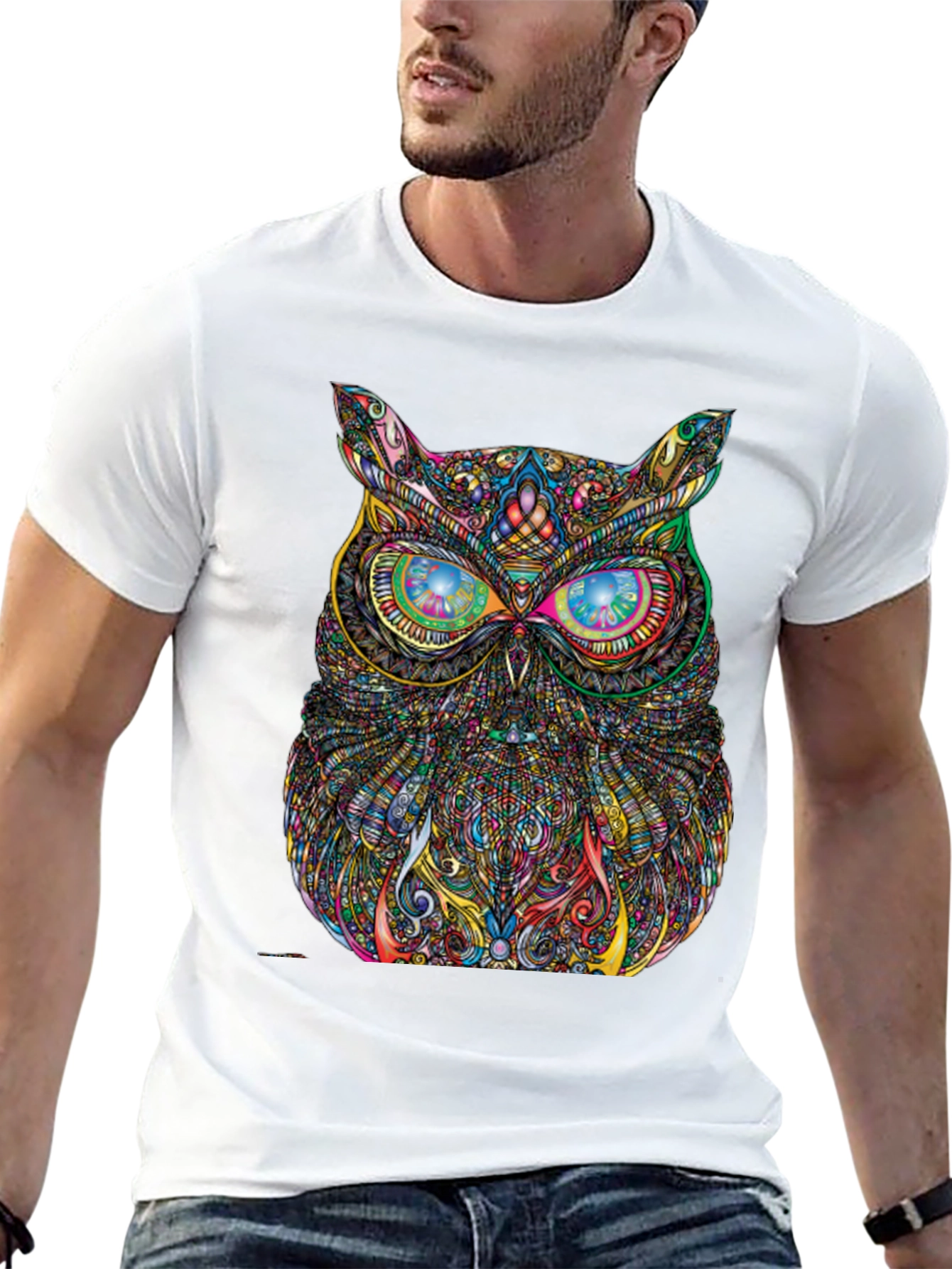 Psychedelic Owl Graphic Tee - Vibrant Print