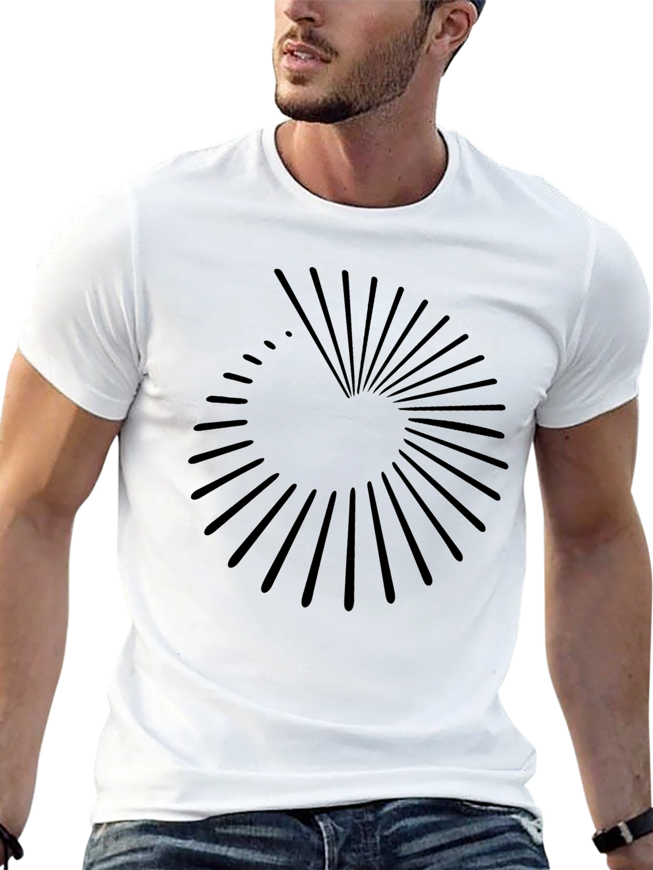 Modern Black Ray Design Tee - Stylish Casual Wear