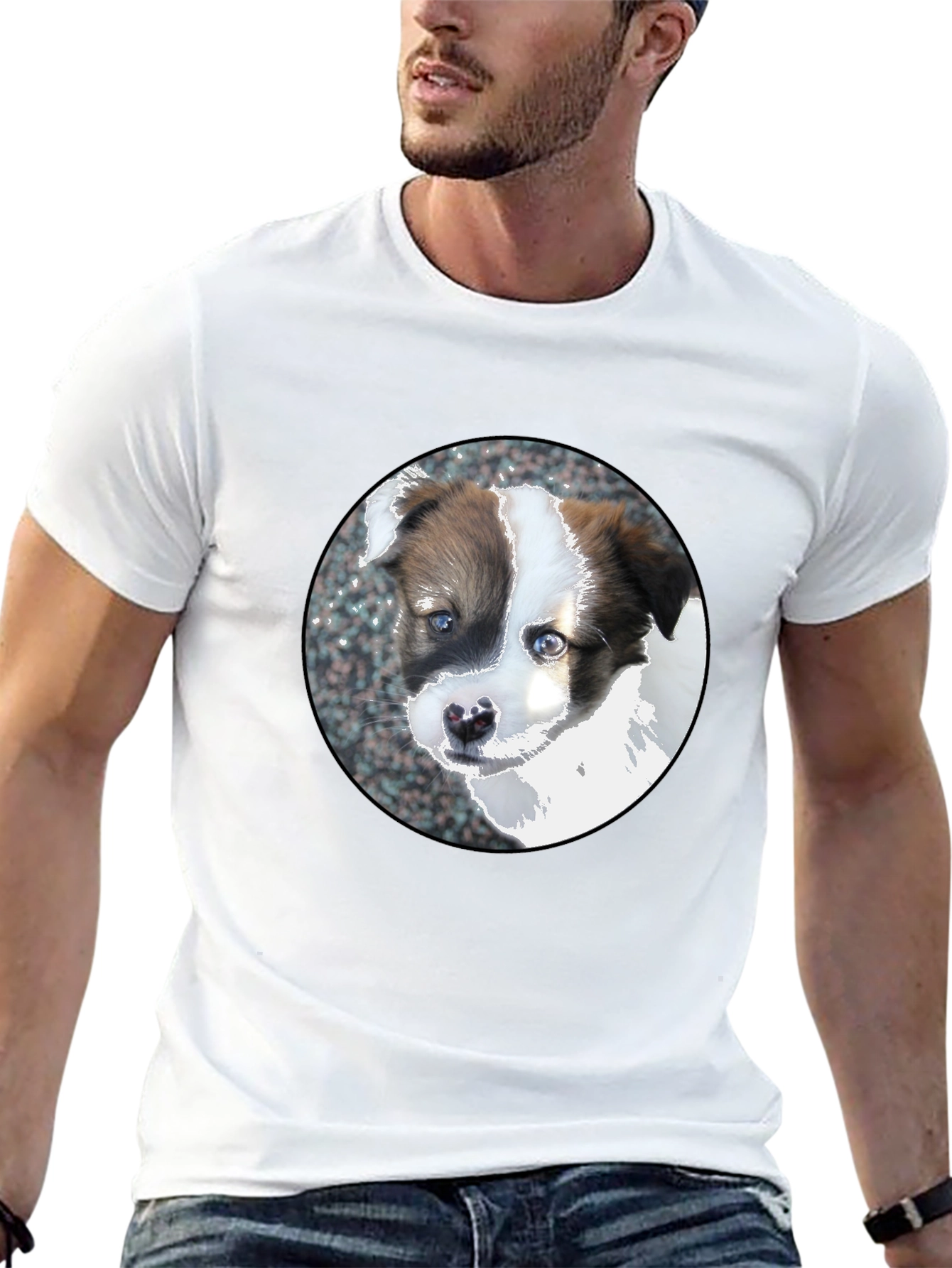 Cute Puppy Dog Graphic Black T-Shirt